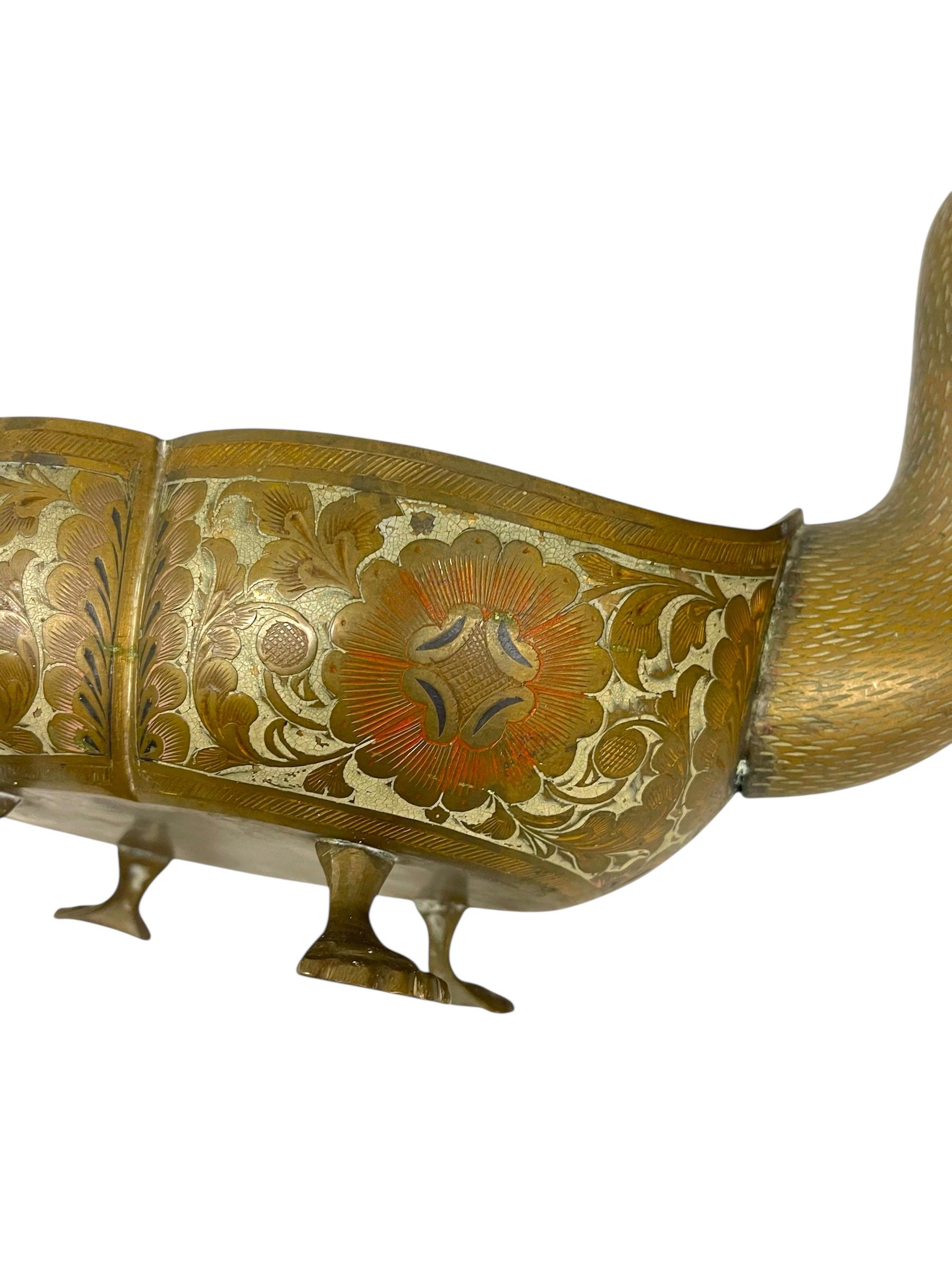 Handgeätztes Doppel-Entengefäß mit Blumenintarsien aus der Jahrhundertmitte im Angebot 4