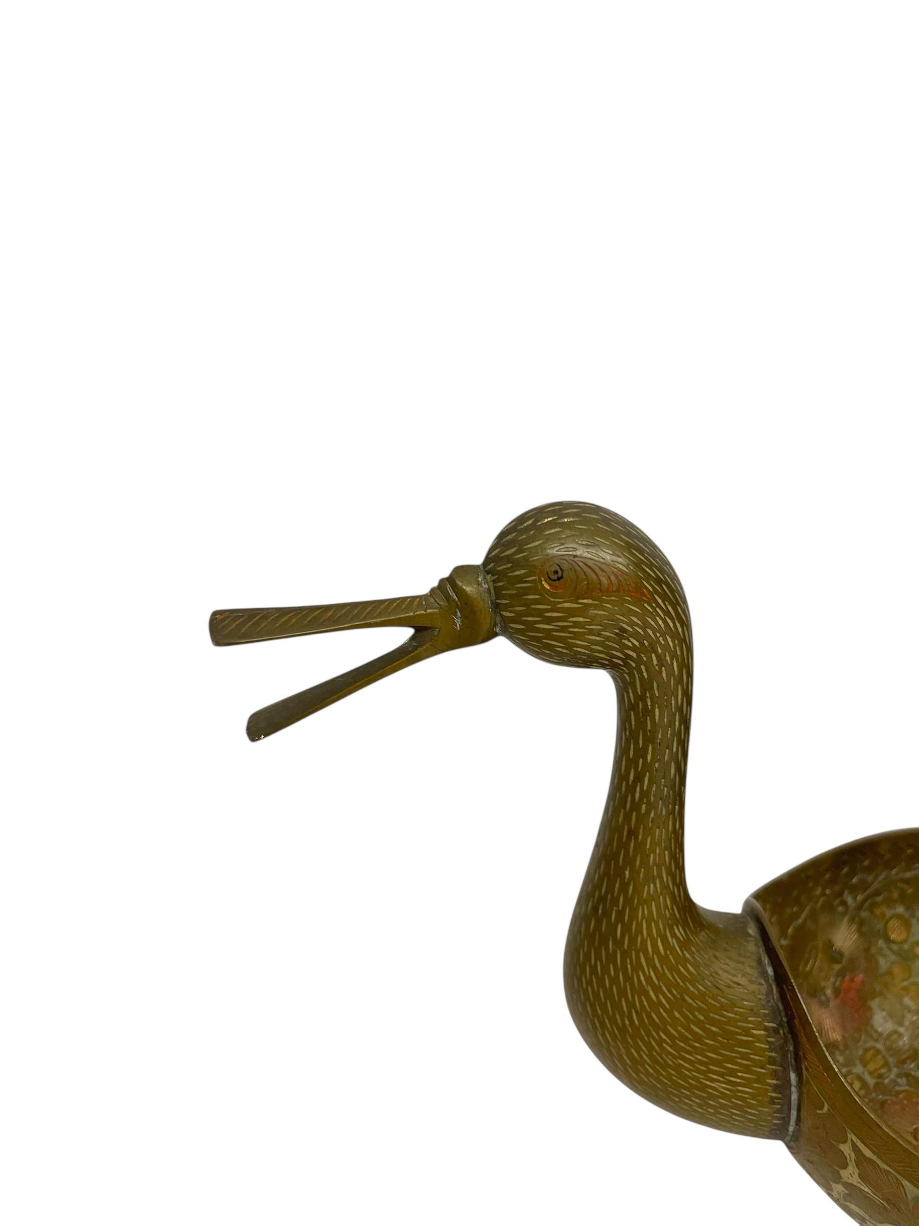 Handgeätztes Doppel-Entengefäß mit Blumenintarsien aus der Jahrhundertmitte (20. Jahrhundert) im Angebot