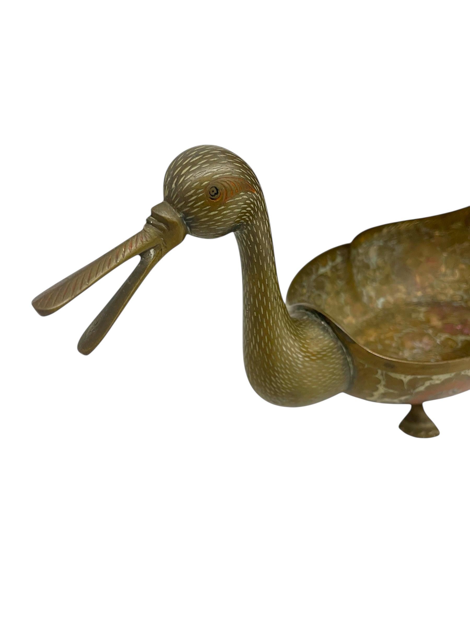 Handgeätztes Doppel-Entengefäß mit Blumenintarsien aus der Jahrhundertmitte im Angebot 1