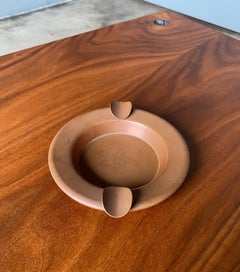 Mid Century Hand Finished Solid Copper Ashtray, 1950's