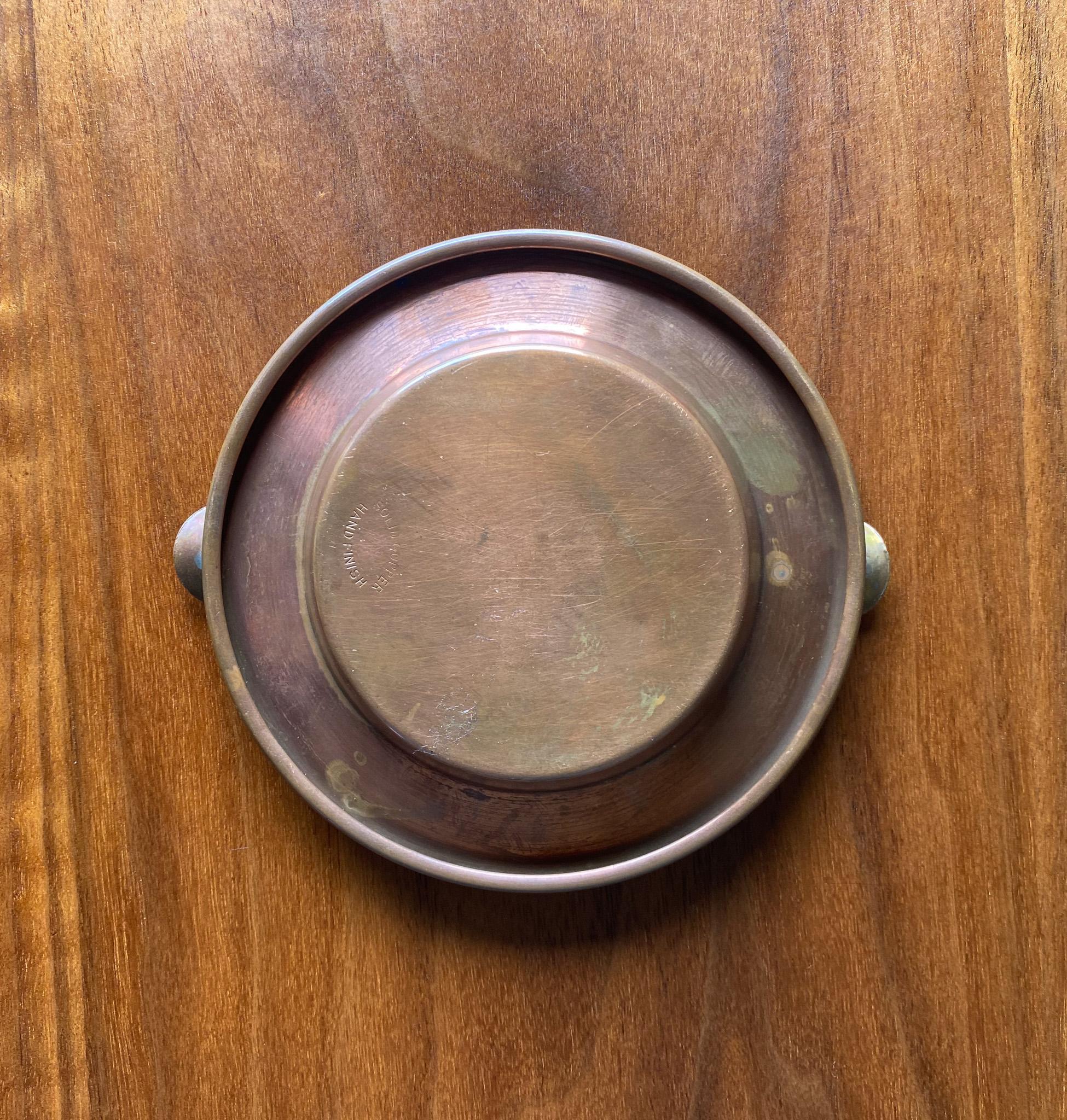 Mid Century Hand Finished Solid Copper Ashtray, 1950's  In Good Condition For Sale In Costa Mesa, CA
