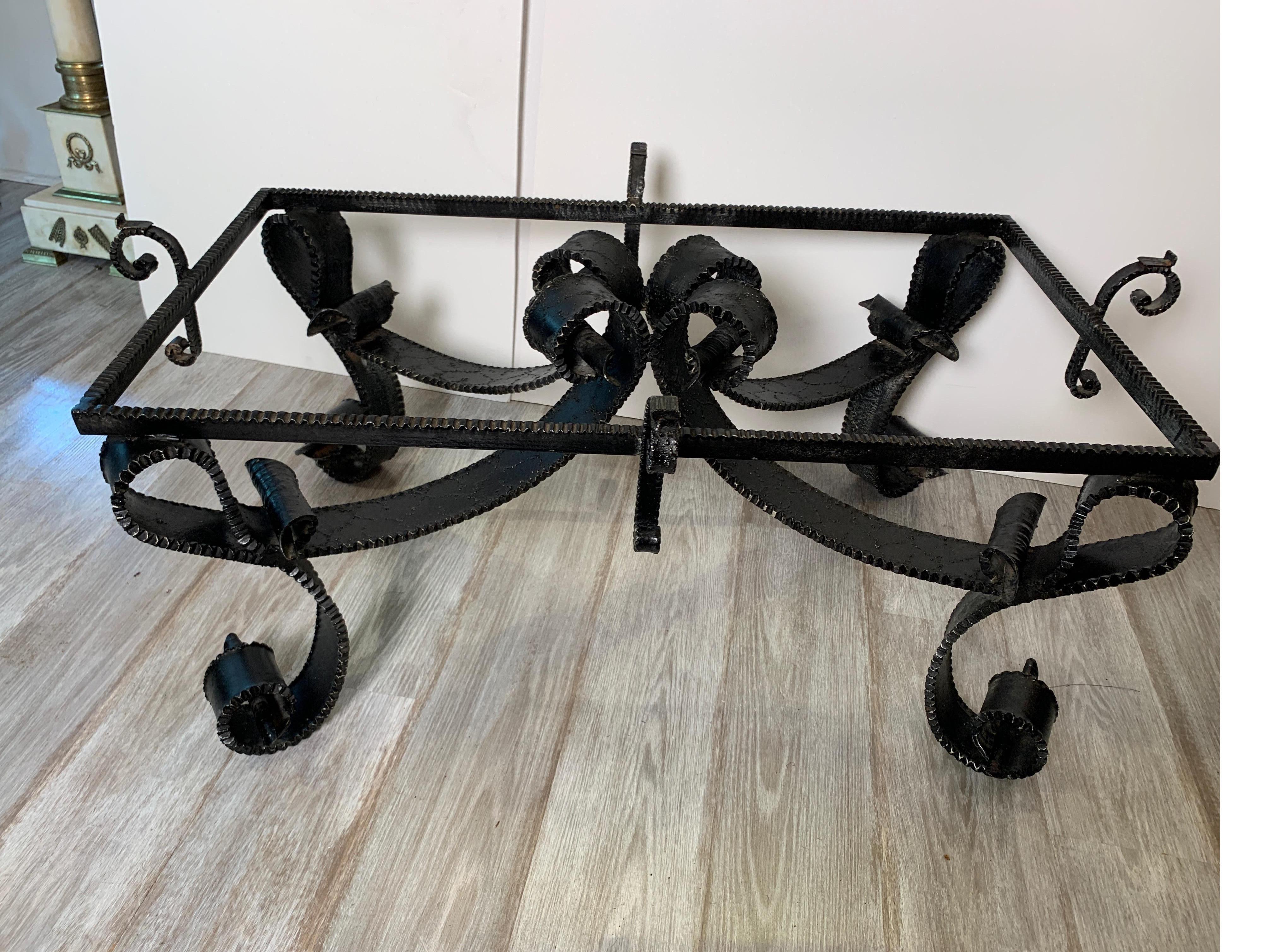 Mid Century Hand Forged Wrought Iron Brutalist Cocktail / Coffee Table 8