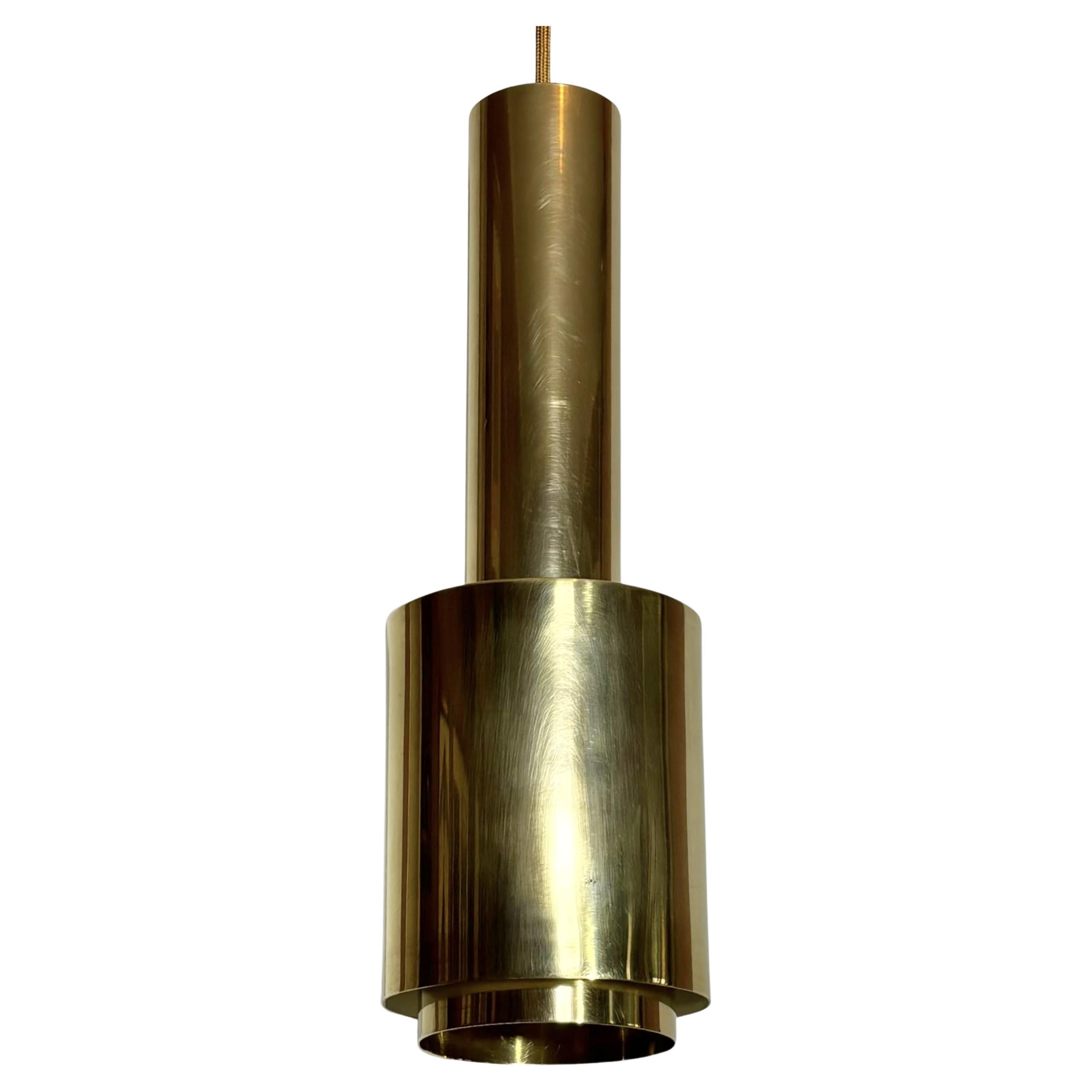 Lampada a sospensione a granata di metà secolo, ottone massiccio, design scandinavo, anni '50