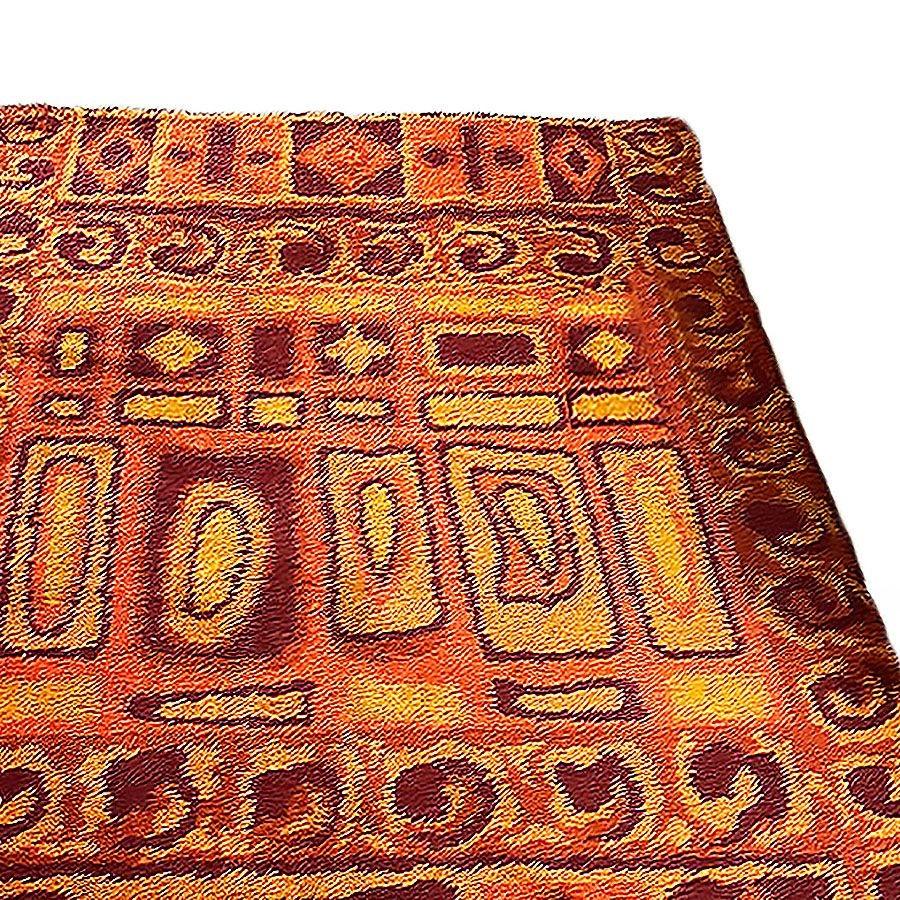 Swedish Mid-century 8' Foot Hand-Hooked Scandinavian Shag Rug w/ Abstract Design For Sale