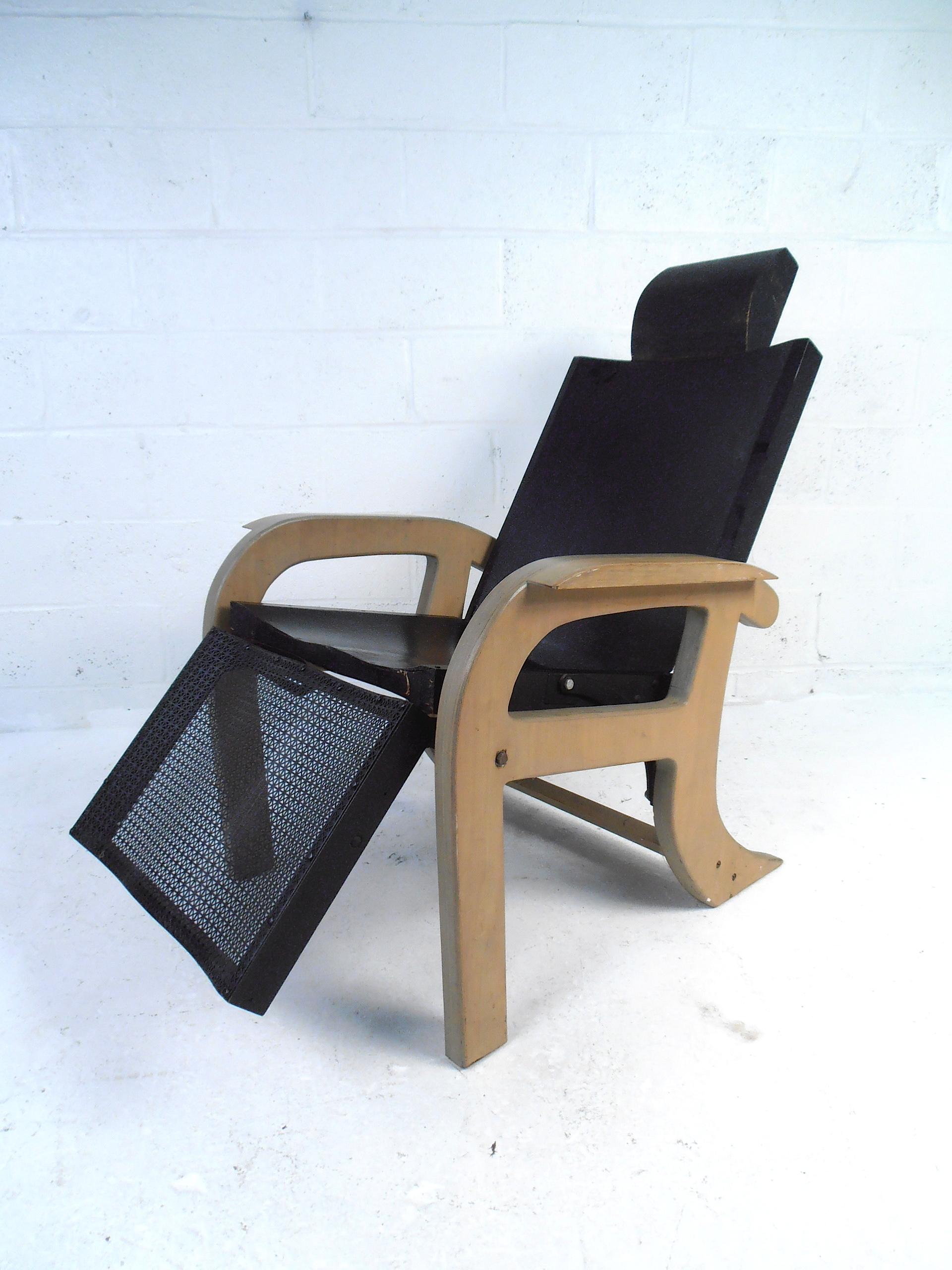 20th Century Midcentury Handmade Reclining Chair For Sale