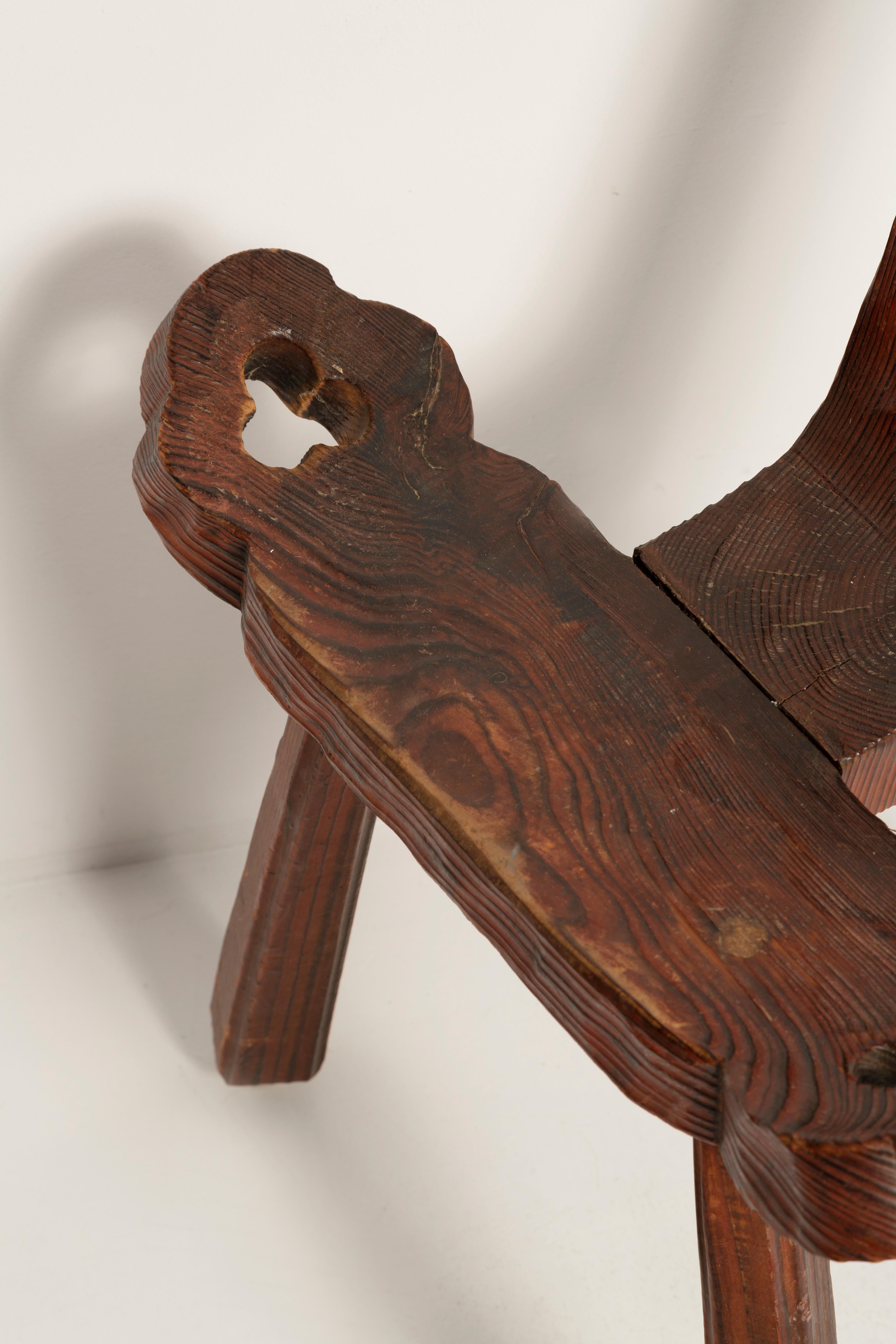 Midcentury Handmade Vintage Chair, Wood, France, 1960 1