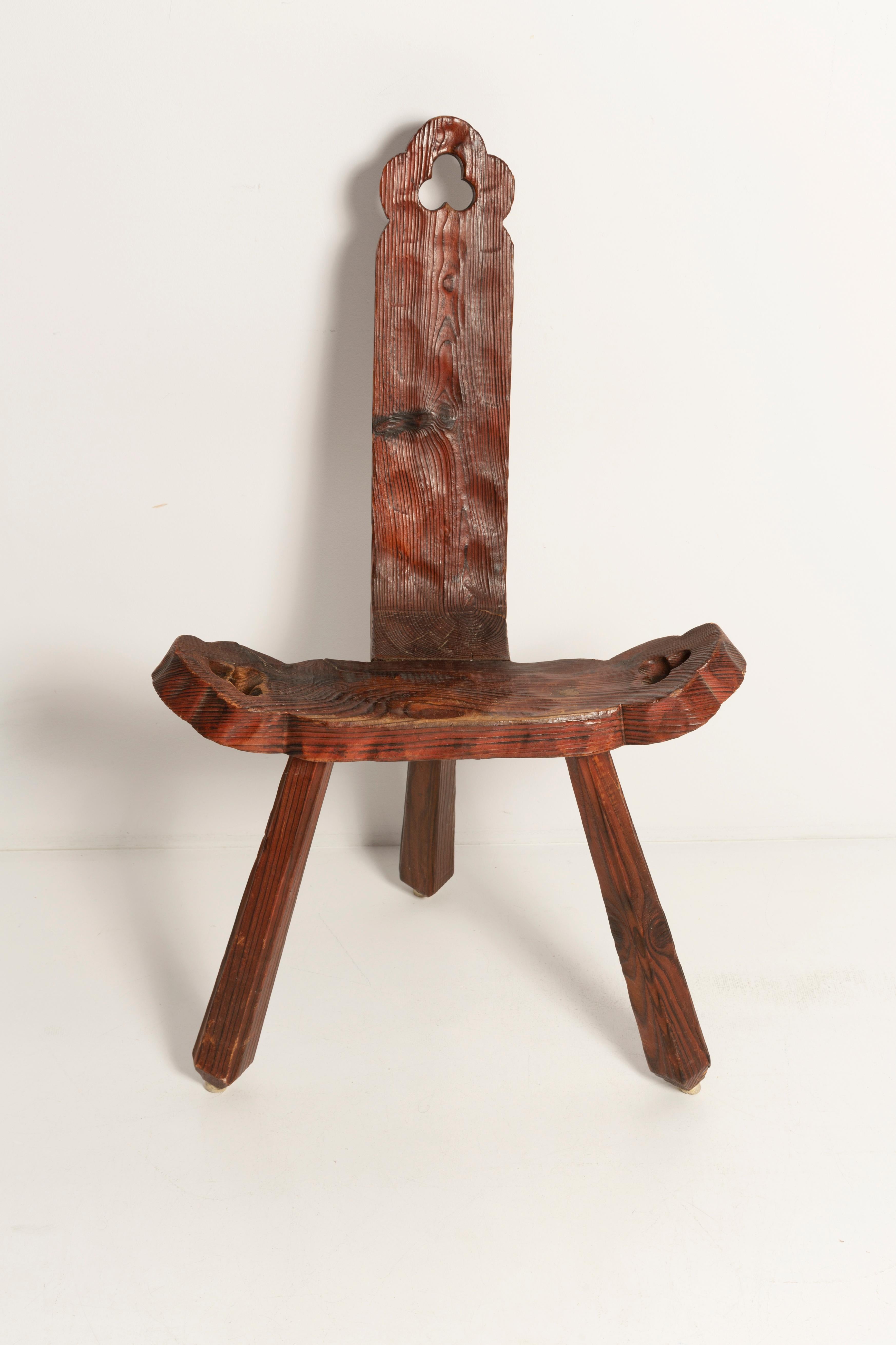Hand-Crafted Midcentury Handmade Vintage Chair, Wood, France, 1960