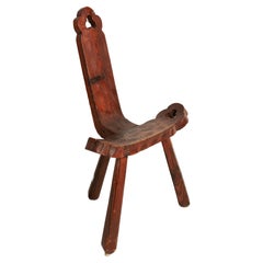 Midcentury Handmade Vintage Chair, Wood, France, 1960