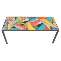 Mid-Century Hand-Painted Ceramic Abstract Coffee Table, circa 1955
