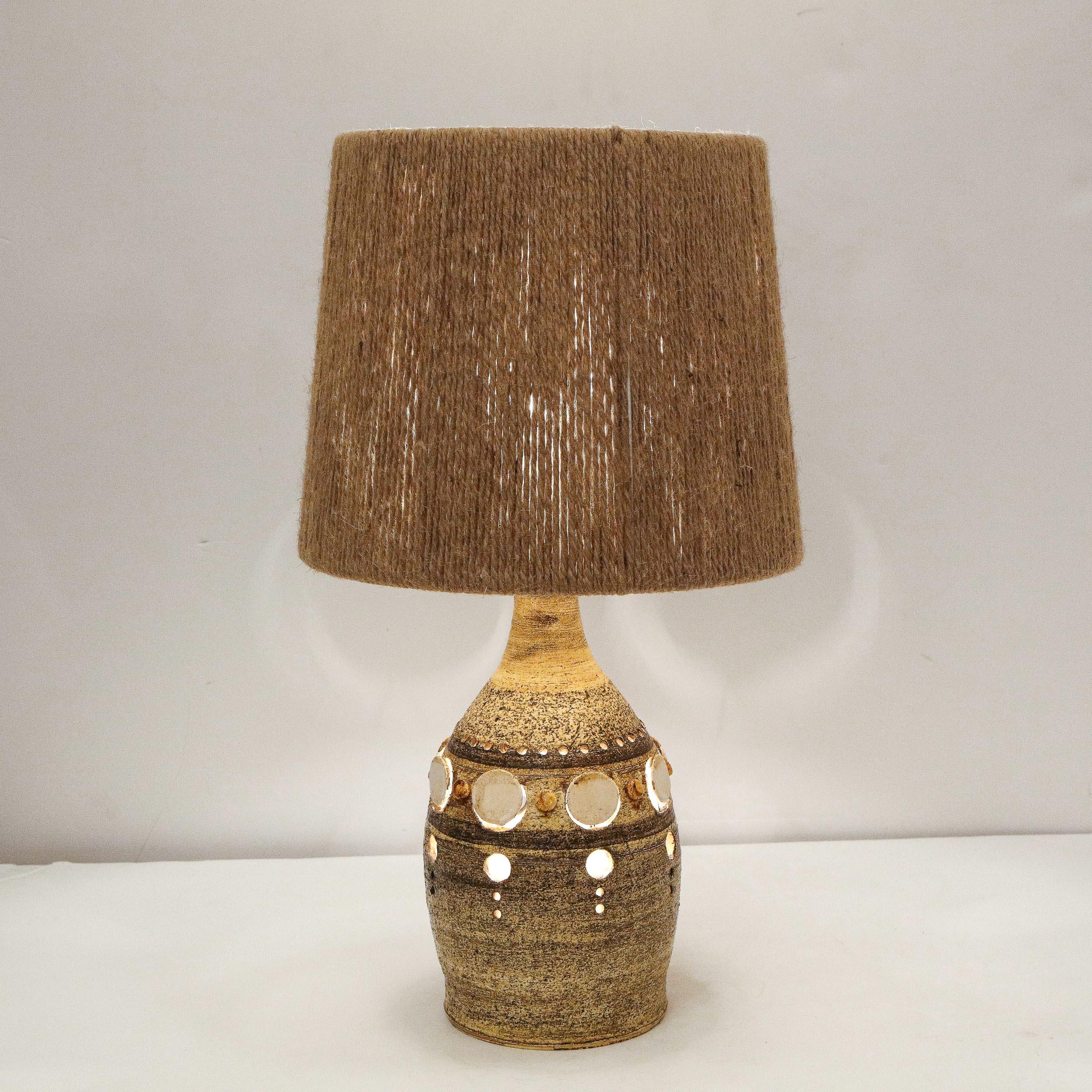 Mid-Century Hand Painted Ceramic Lamp by Georges Pelletier with Custom Shade 5