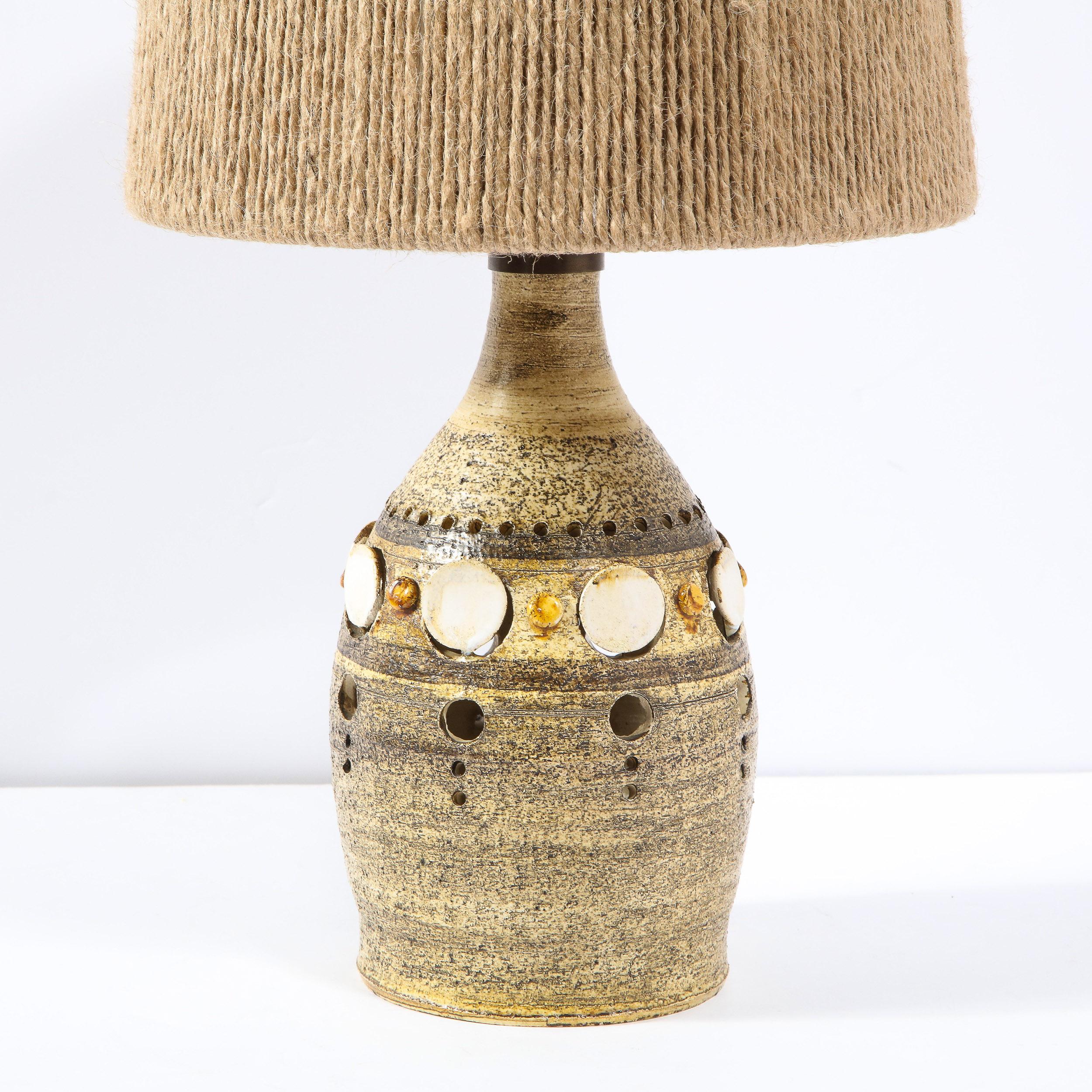Mid-Century Modern Mid-Century Hand Painted Ceramic Lamp by Georges Pelletier with Custom Shade