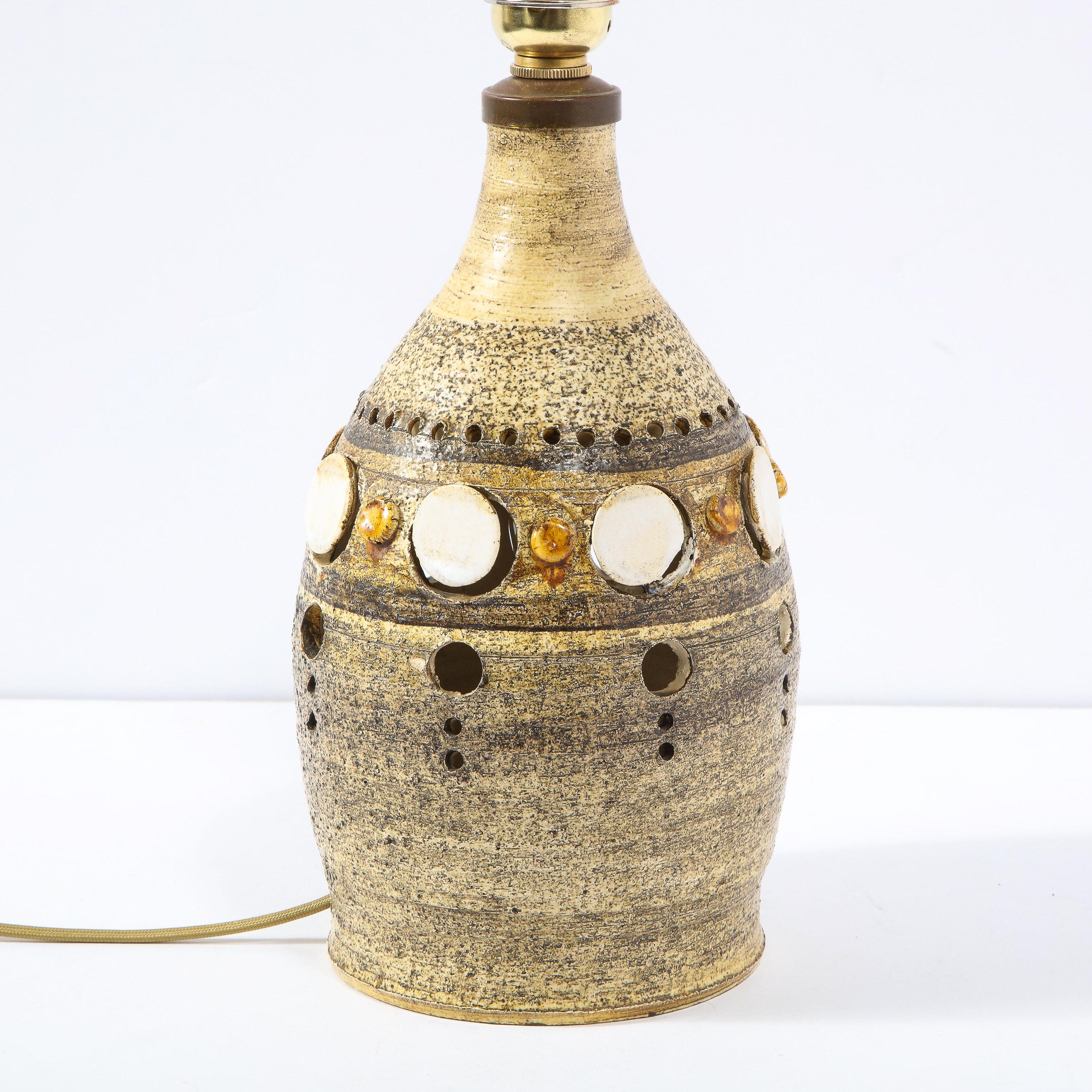 MidCentury Hand Painted Ceramic Lamp by Pelletier with Custom