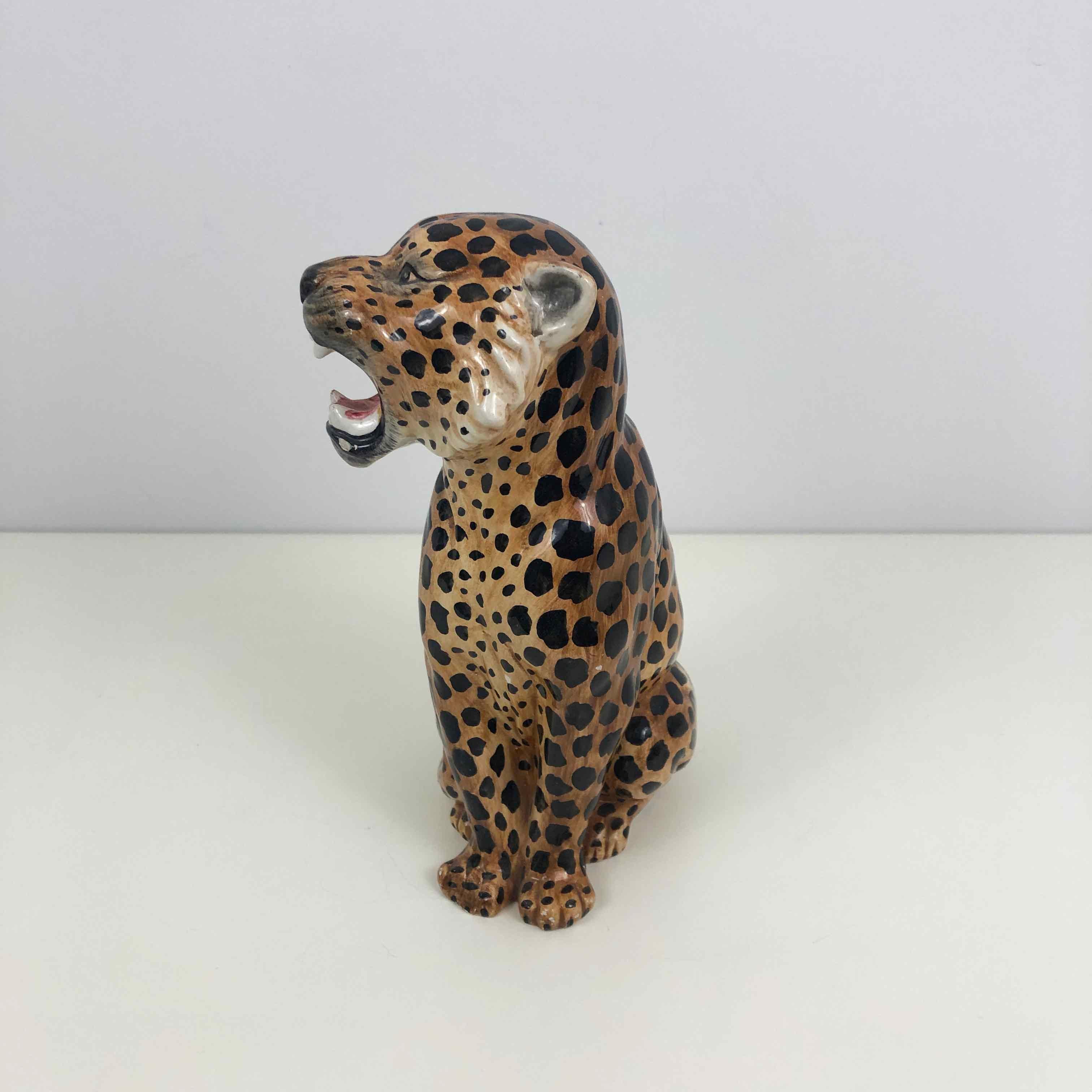 Mid-Century Hand-Painted Ceramic Leopard, Italy, 1950s In Good Condition In Hemiksem, VAN