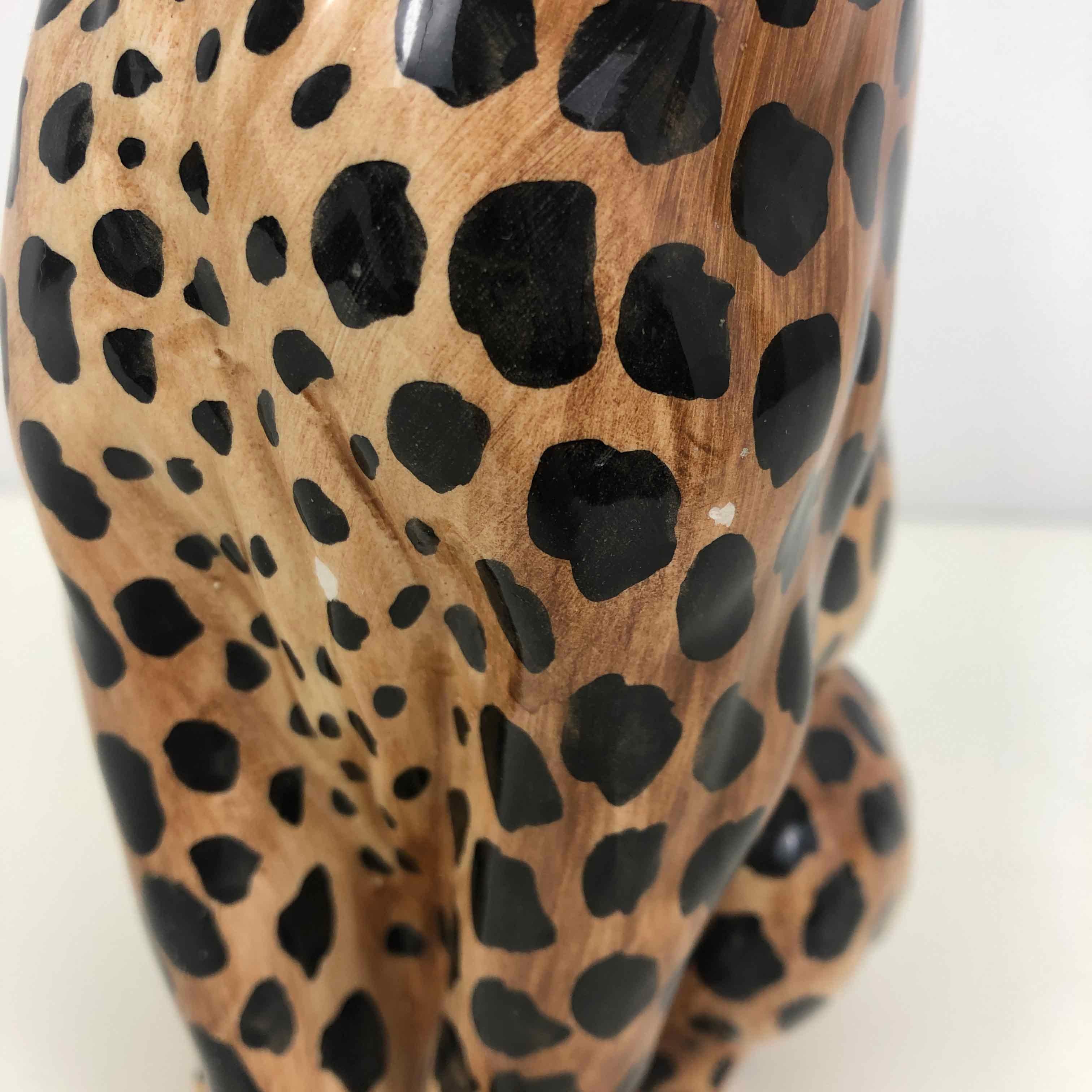Mid-20th Century Mid-Century Hand-Painted Ceramic Leopard, Italy, 1950s