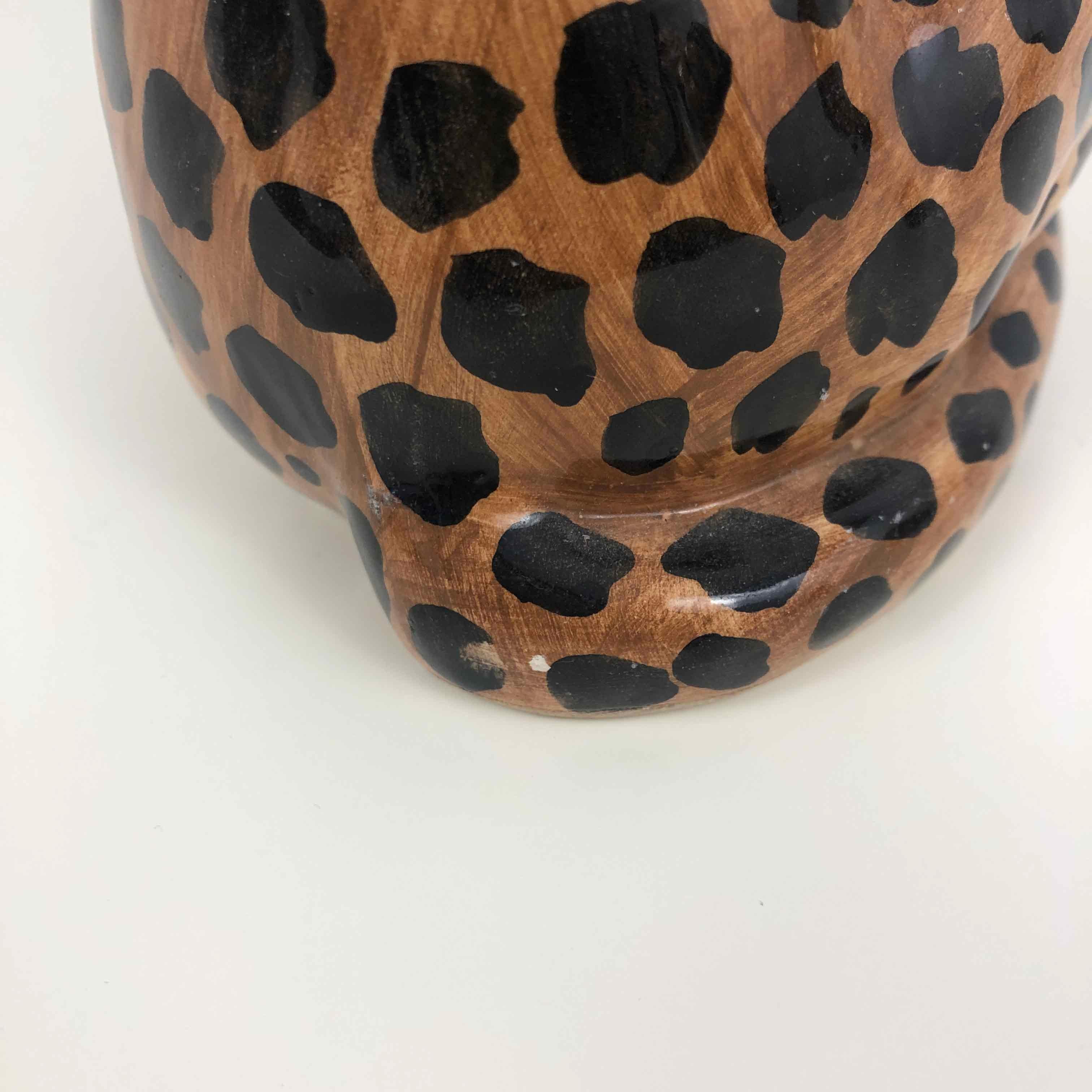 Mid-Century Hand-Painted Ceramic Leopard, Italy, 1950s 1
