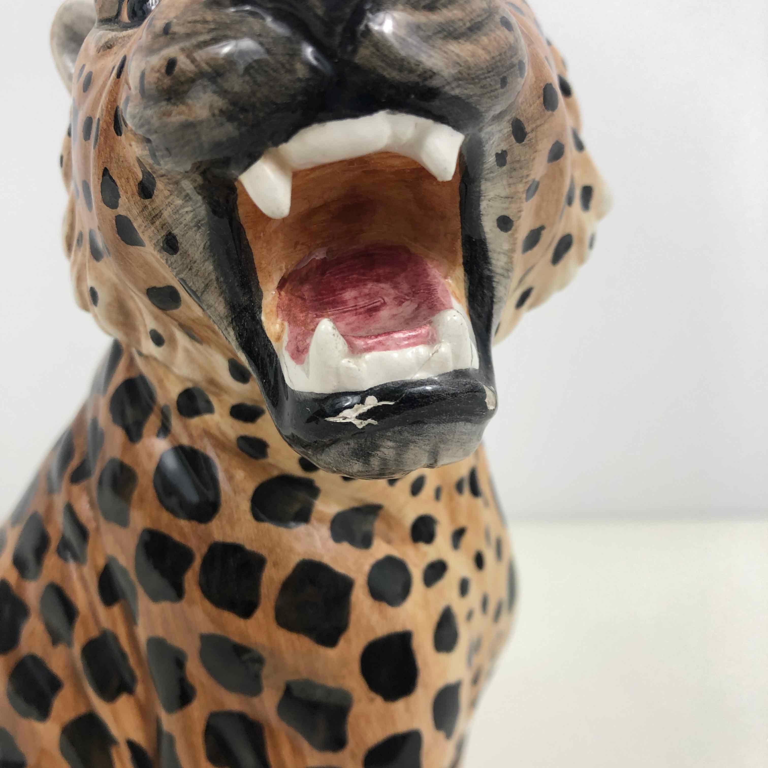 Mid-Century Hand-Painted Ceramic Leopard, Italy, 1950s 2