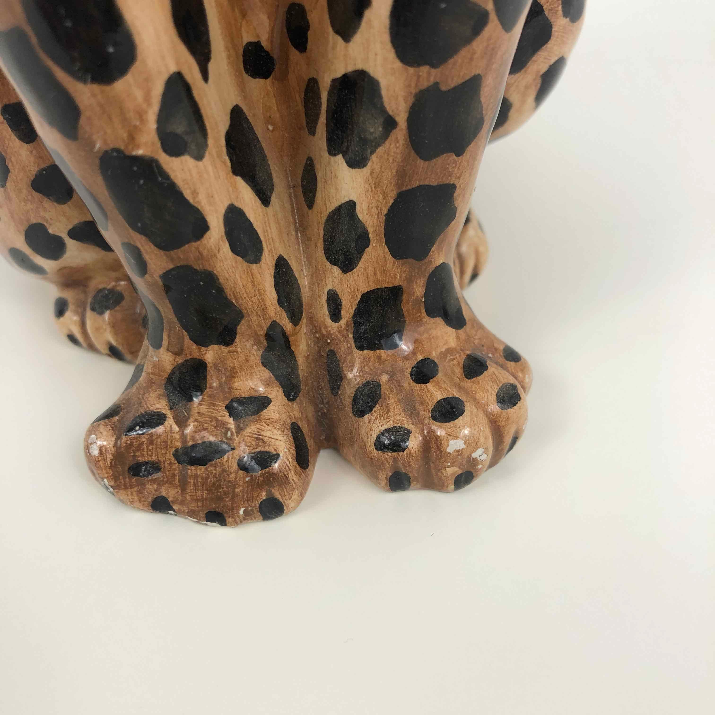 Mid-Century Hand-Painted Ceramic Leopard, Italy, 1950s 3