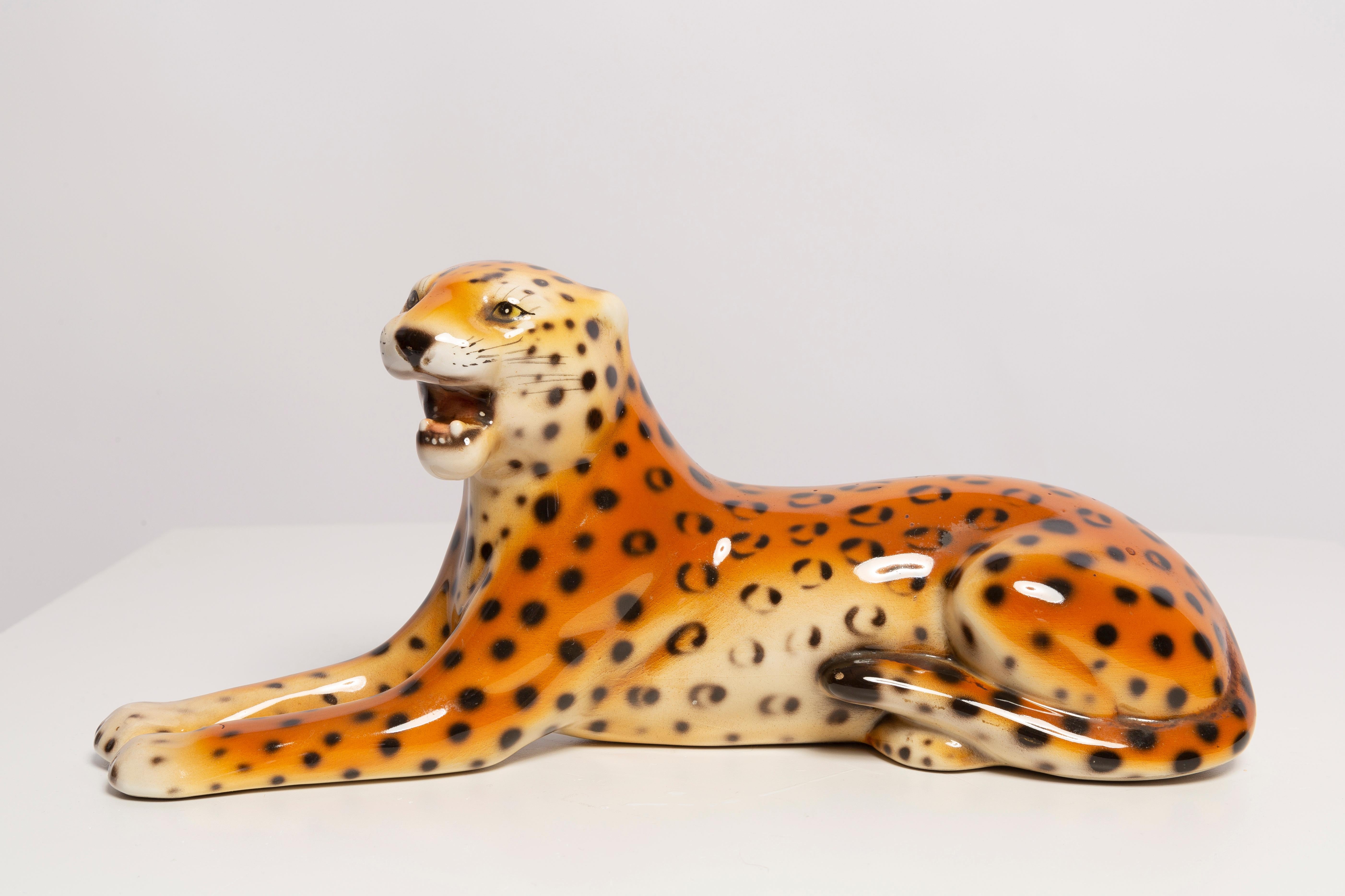 Mid Century Hand Painted Ceramic Leopard Sculpture, Italy, 1960s 2