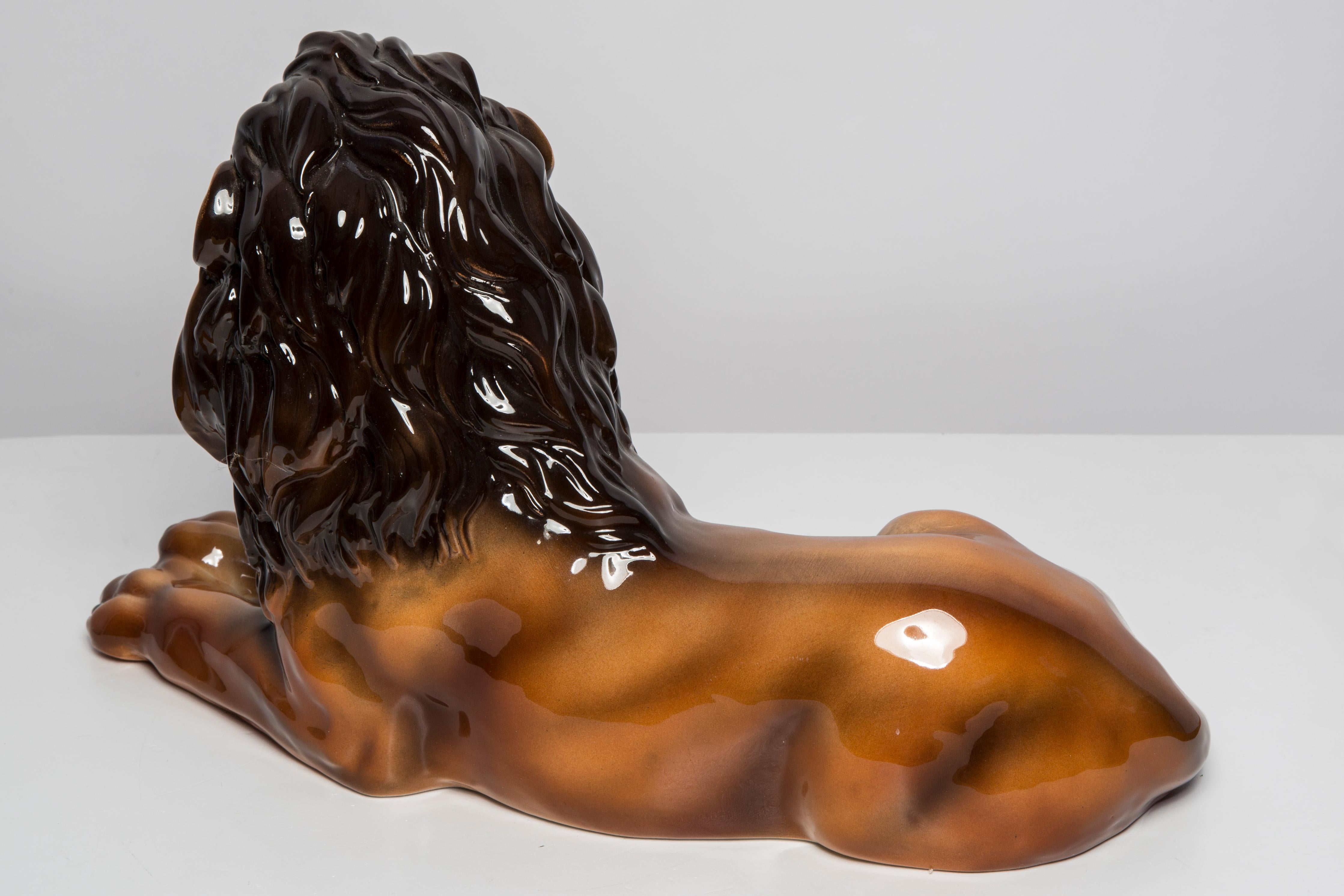 Handbemalte Löwenskulptur aus Keramik aus der Mitte des Jahrhunderts, Italien, 1960er Jahre im Angebot 5