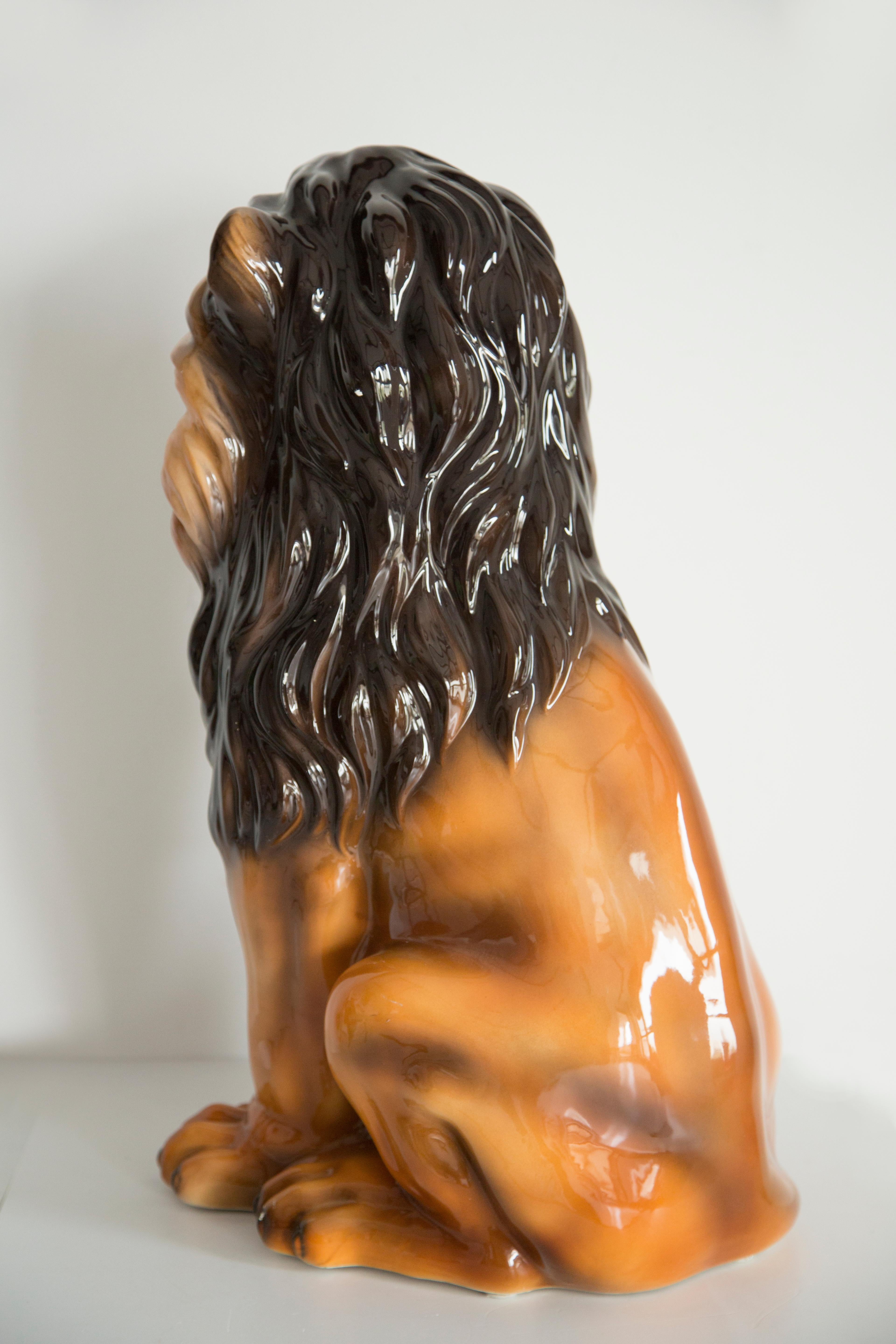 Handbemalte Löwenskulptur aus Keramik aus der Mitte des Jahrhunderts, Italien, 1960er Jahre im Angebot 5