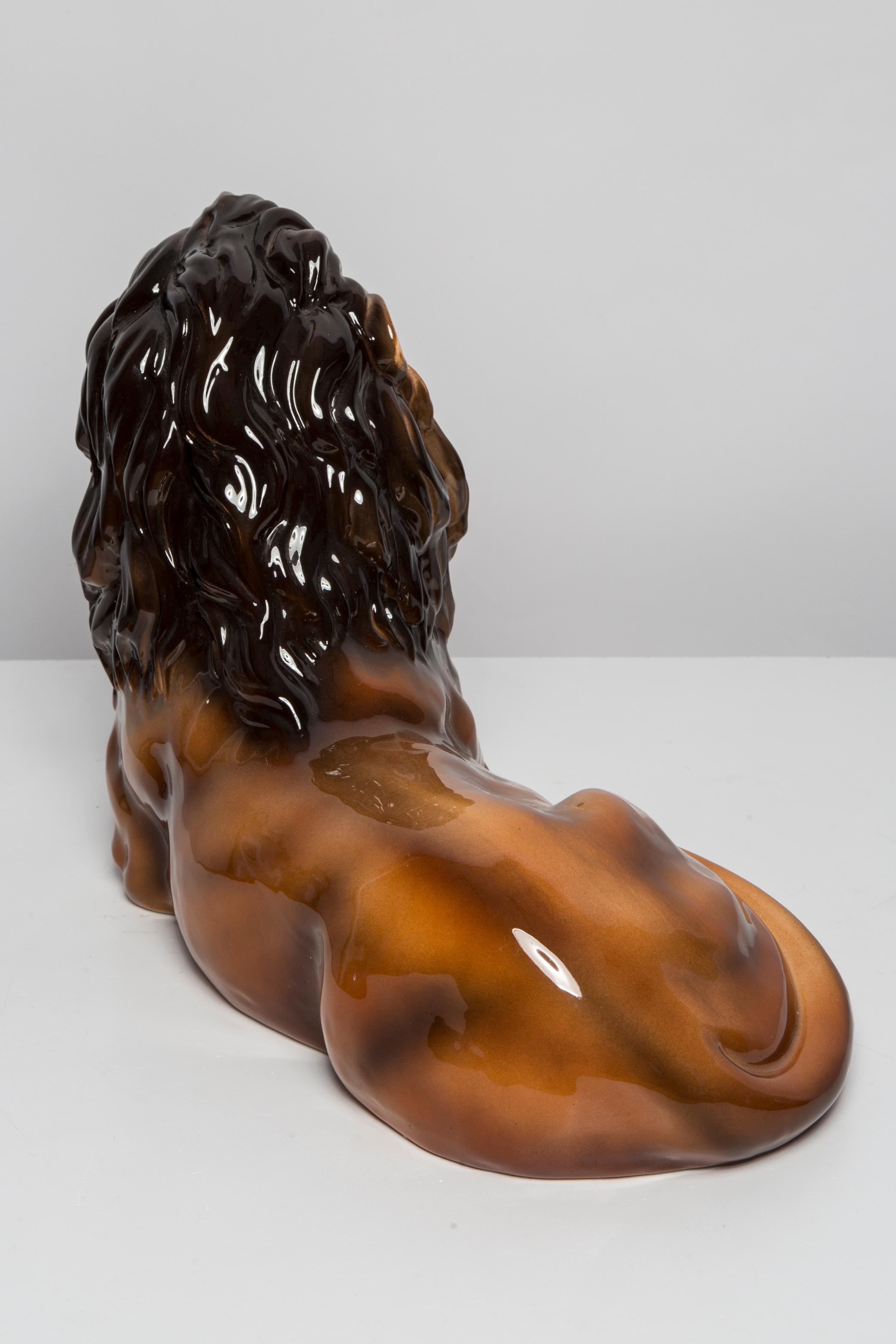 Handbemalte Löwenskulptur aus Keramik aus der Mitte des Jahrhunderts, Italien, 1960er Jahre im Angebot 6