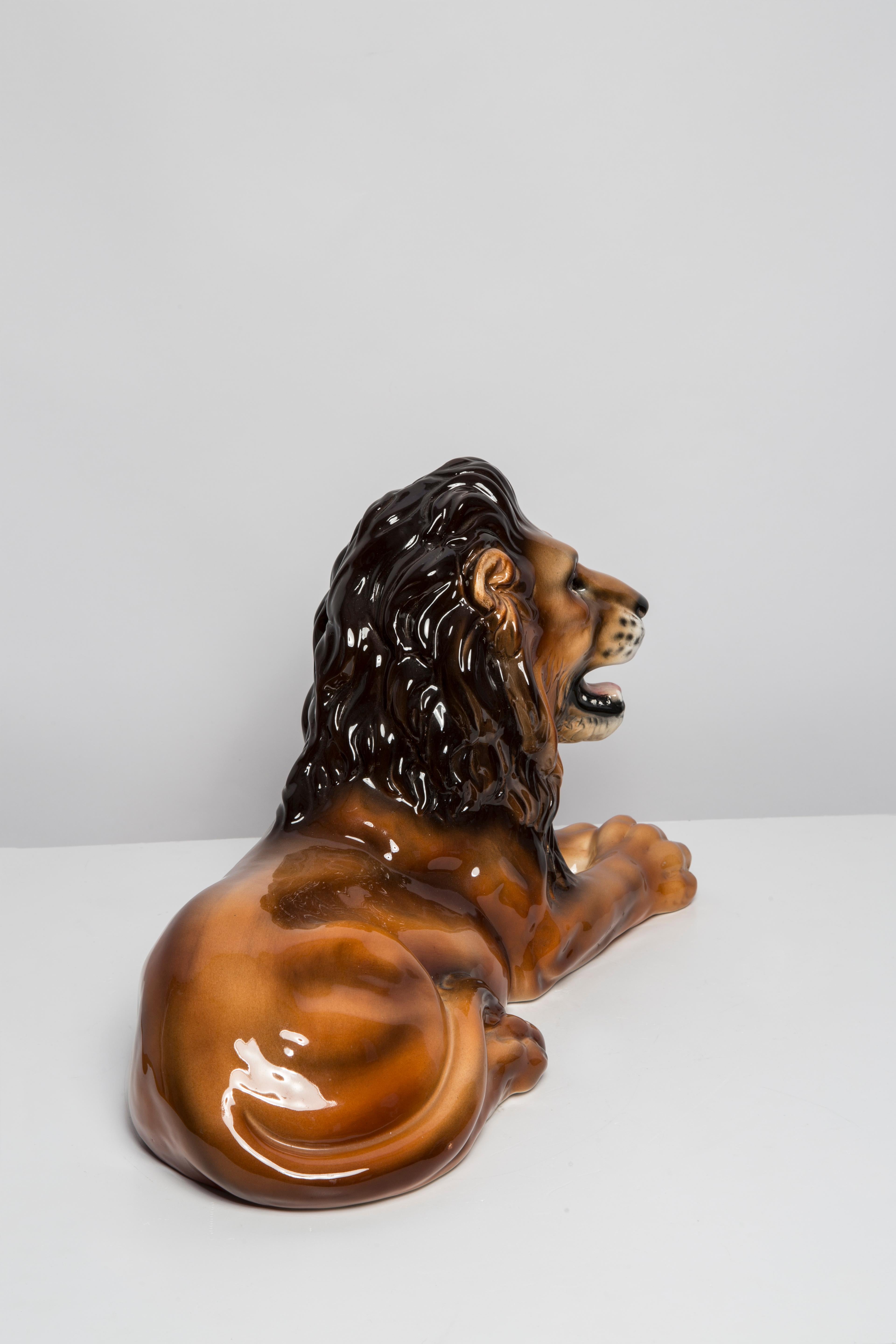Handbemalte Löwenskulptur aus Keramik aus der Mitte des Jahrhunderts, Italien, 1960er Jahre im Angebot 7