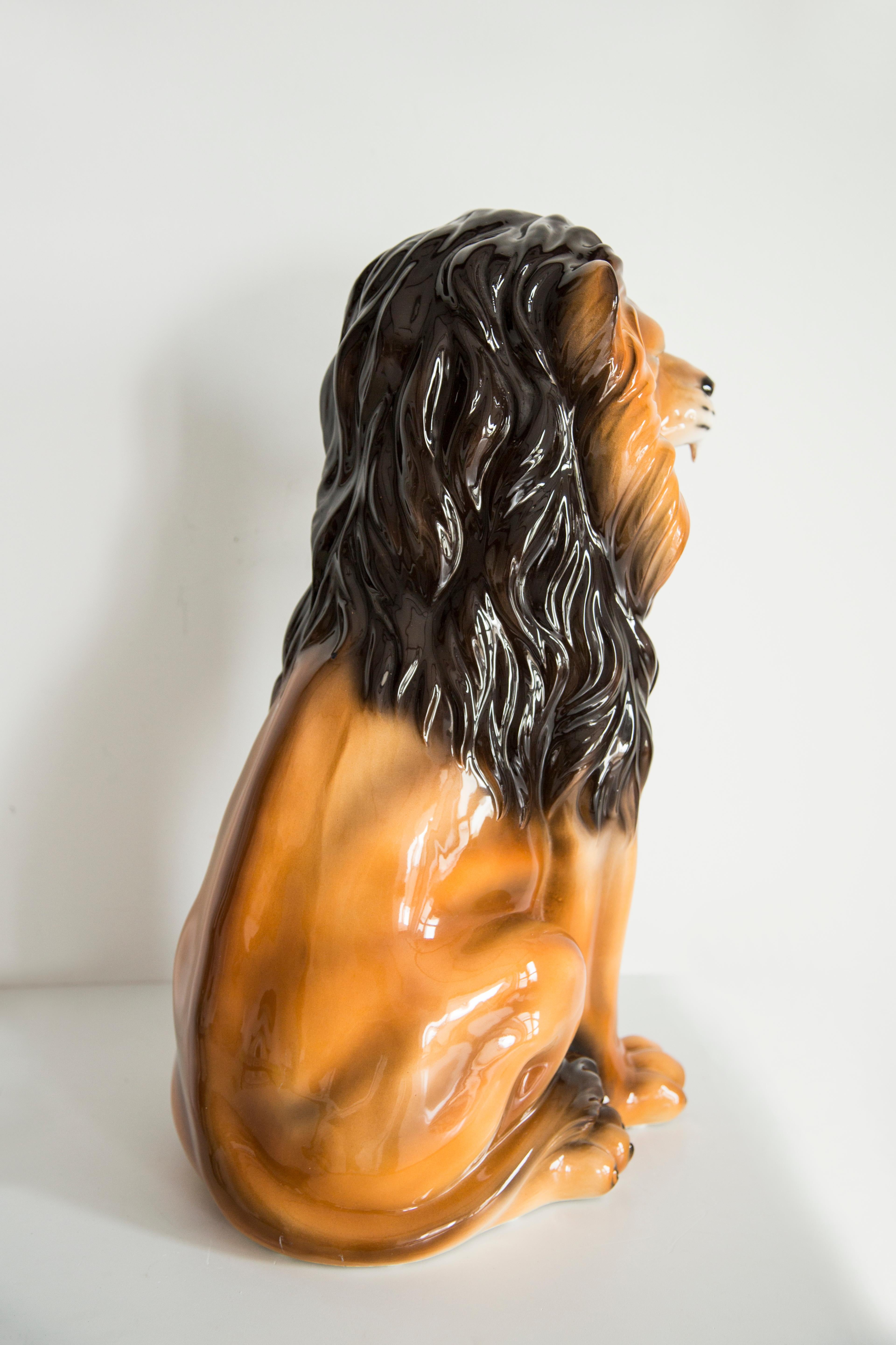 Handbemalte Löwenskulptur aus Keramik aus der Mitte des Jahrhunderts, Italien, 1960er Jahre im Angebot 2