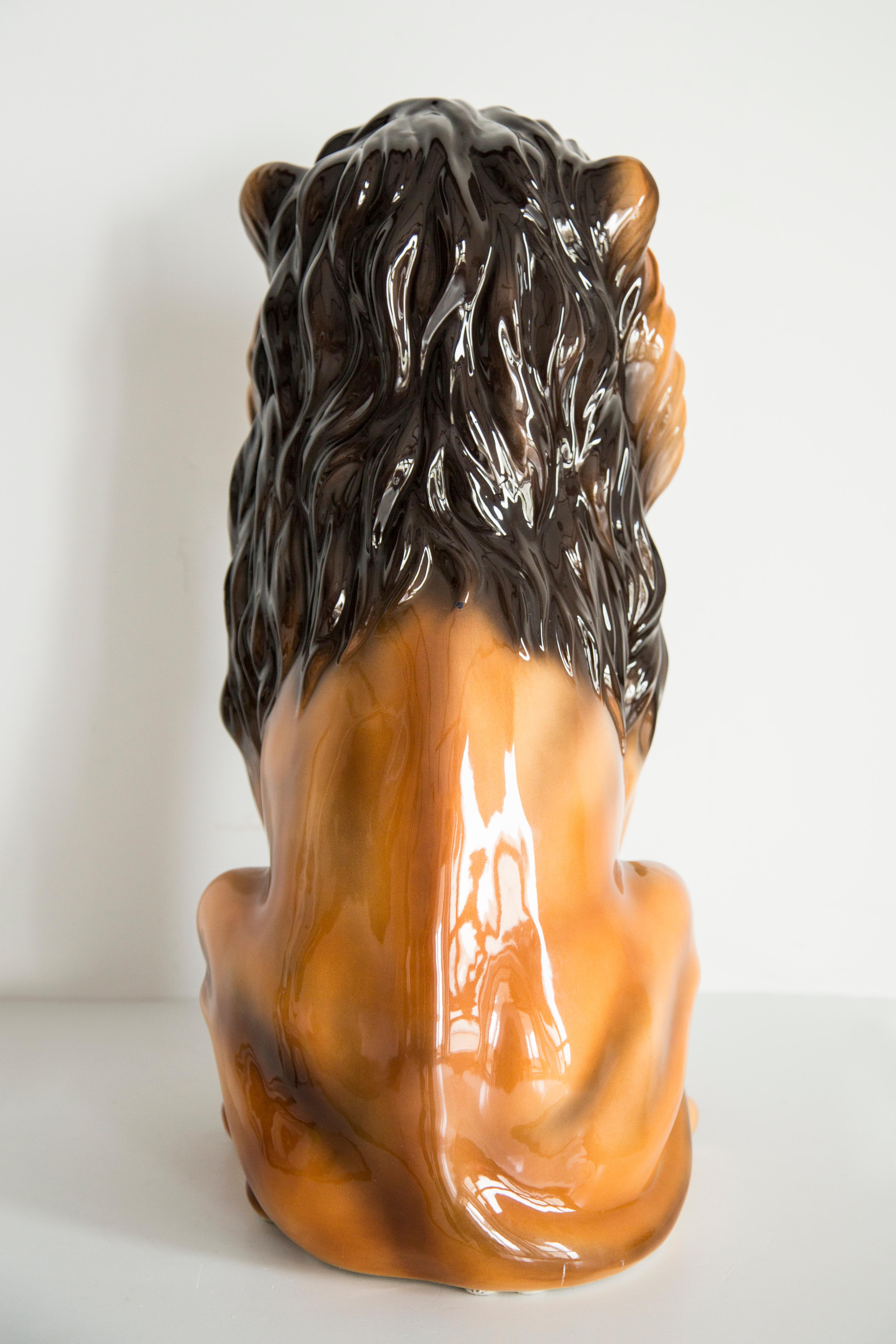Handbemalte Löwenskulptur aus Keramik aus der Mitte des Jahrhunderts, Italien, 1960er Jahre im Angebot 3