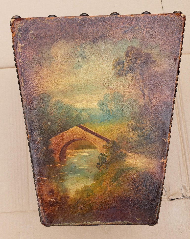 Photo inspiration: Picture Idea: Mid Century Hand Painted Decorated Leather Square Waste Bin Or