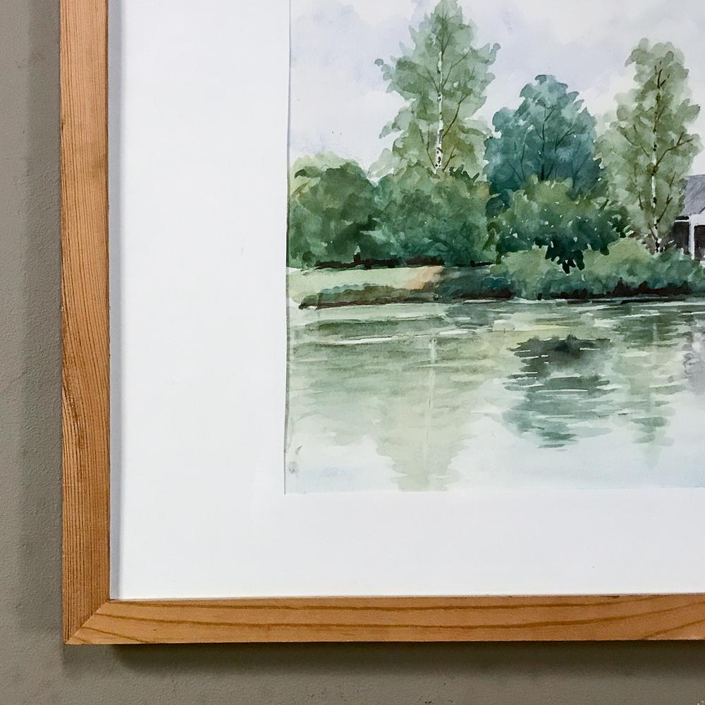 Mid-Century Hand Painted Framed Watercolor by Pol Antonis For Sale 2