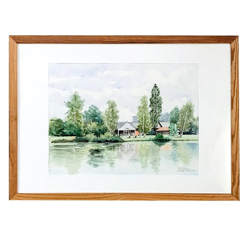 Mid-Century Hand Painted Framed Watercolor by Pol Antonis