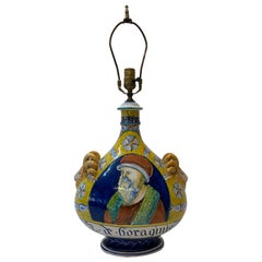 Handbemalte italienische Tischlampe aus der Mitte des Jahrhunderts, ca. 1950