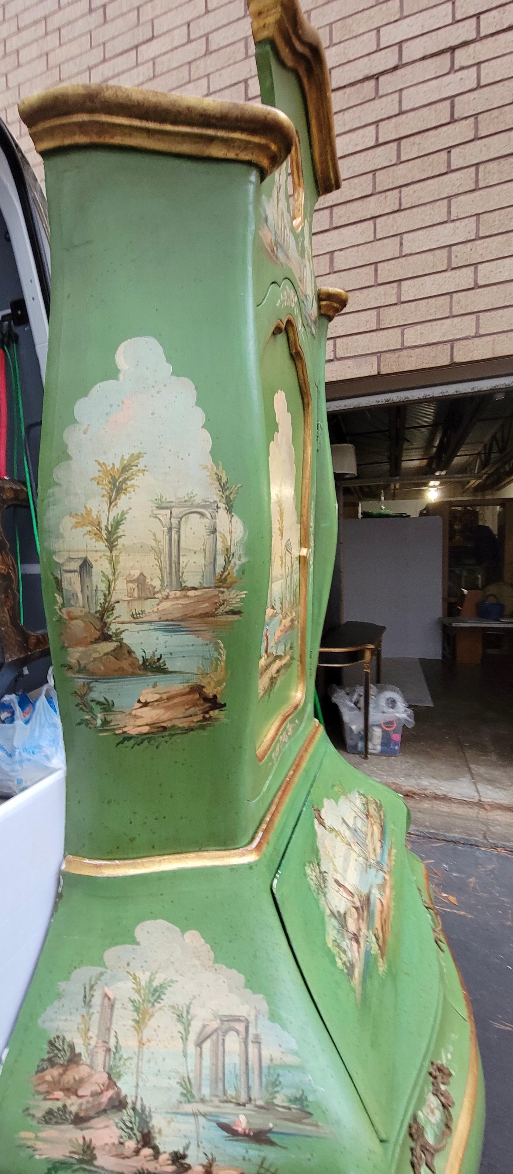 Rococo Mid-Century Hand Painted Venetian Bombay Form Secretary