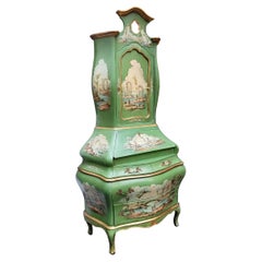 Mid-Century Hand Painted Venetian Bombay Form Secretary