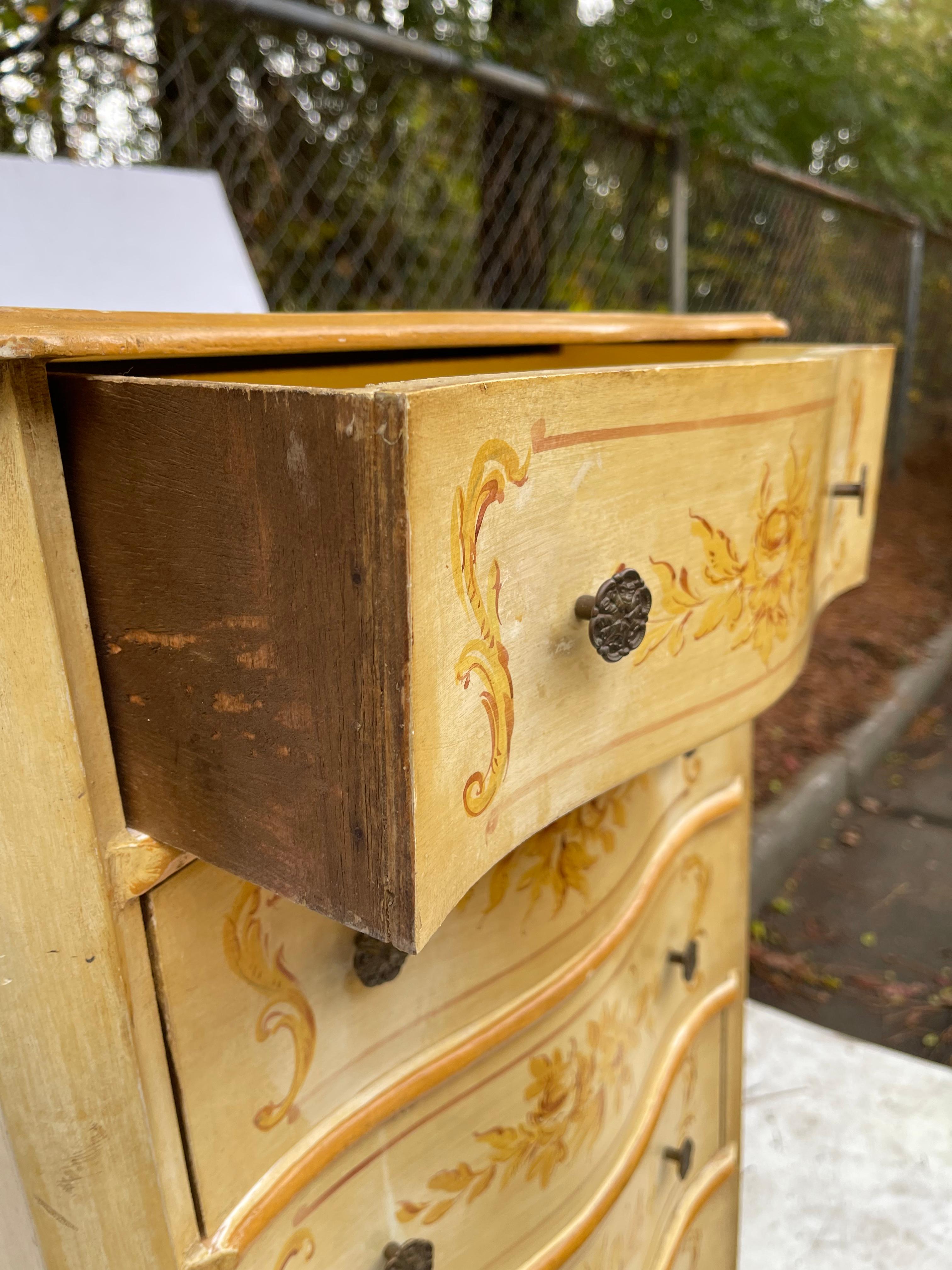 Mid-Century Hand Painted Venetian Lingerie or Jewelry Chest of Drawers In Good Condition In Kennesaw, GA