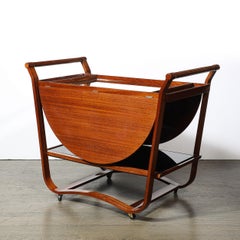 Chariot de bar à abattant en noyer frotté à la main du milieu du siècle par Edward Wormley pour Dunbar