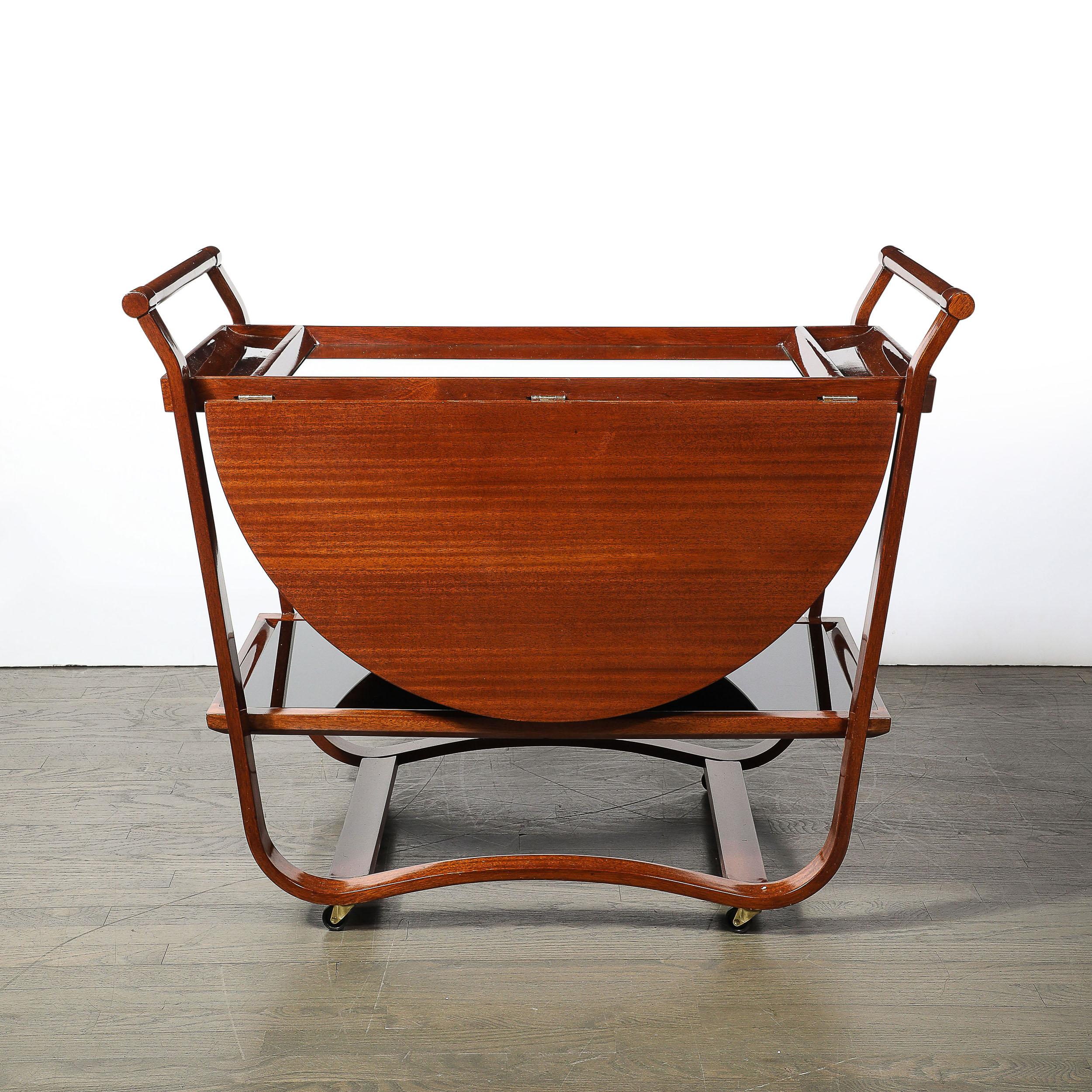 Mid-Century Modern Chariot de bar à abattant en noyer frotté à la main du milieu du siècle par Edward Wormley pour Dunbar