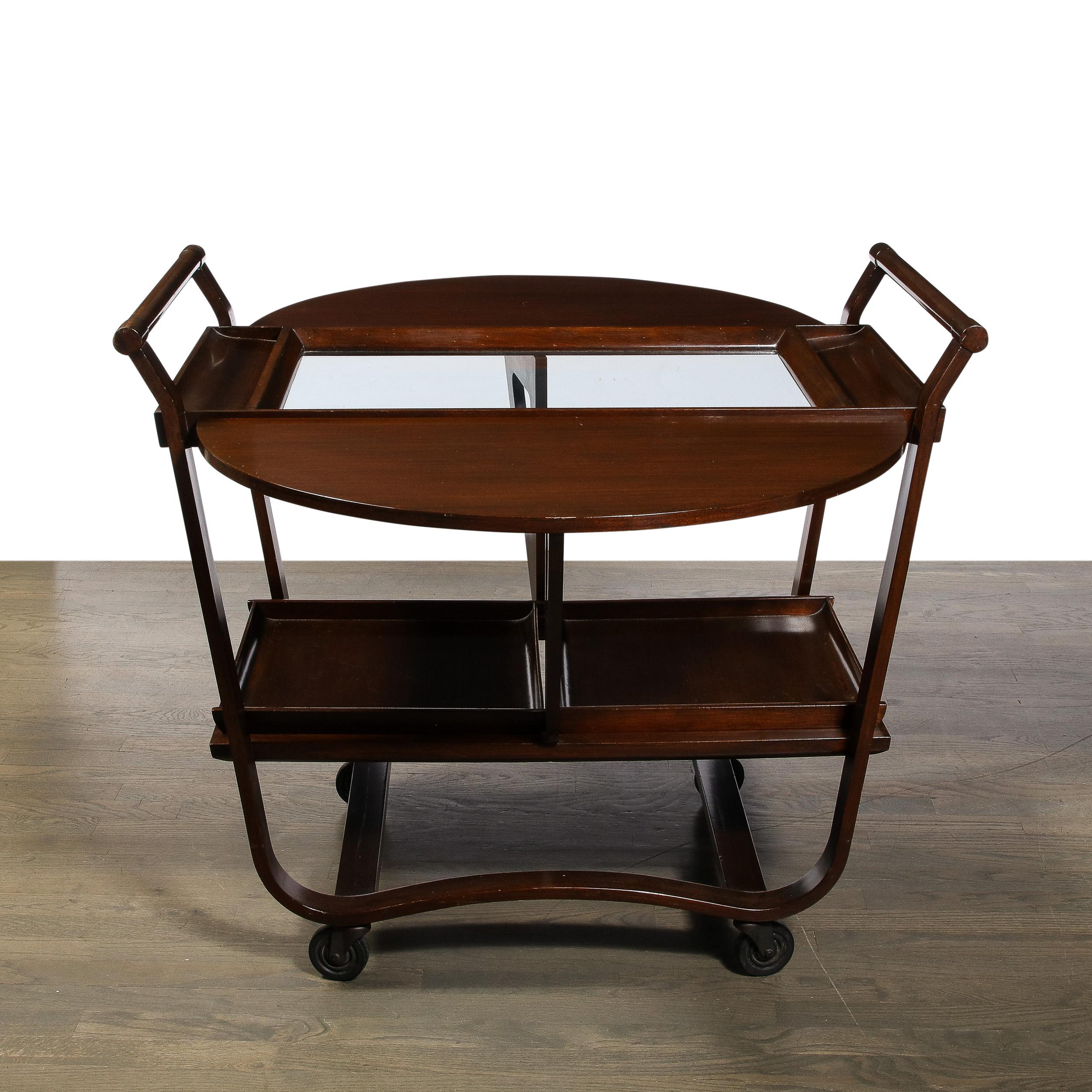Mid-Century  Hand-Rubbed Walnut Drop Leaf Bar Cart by Edward Wormley for Dunbar In Excellent Condition For Sale In New York, NY