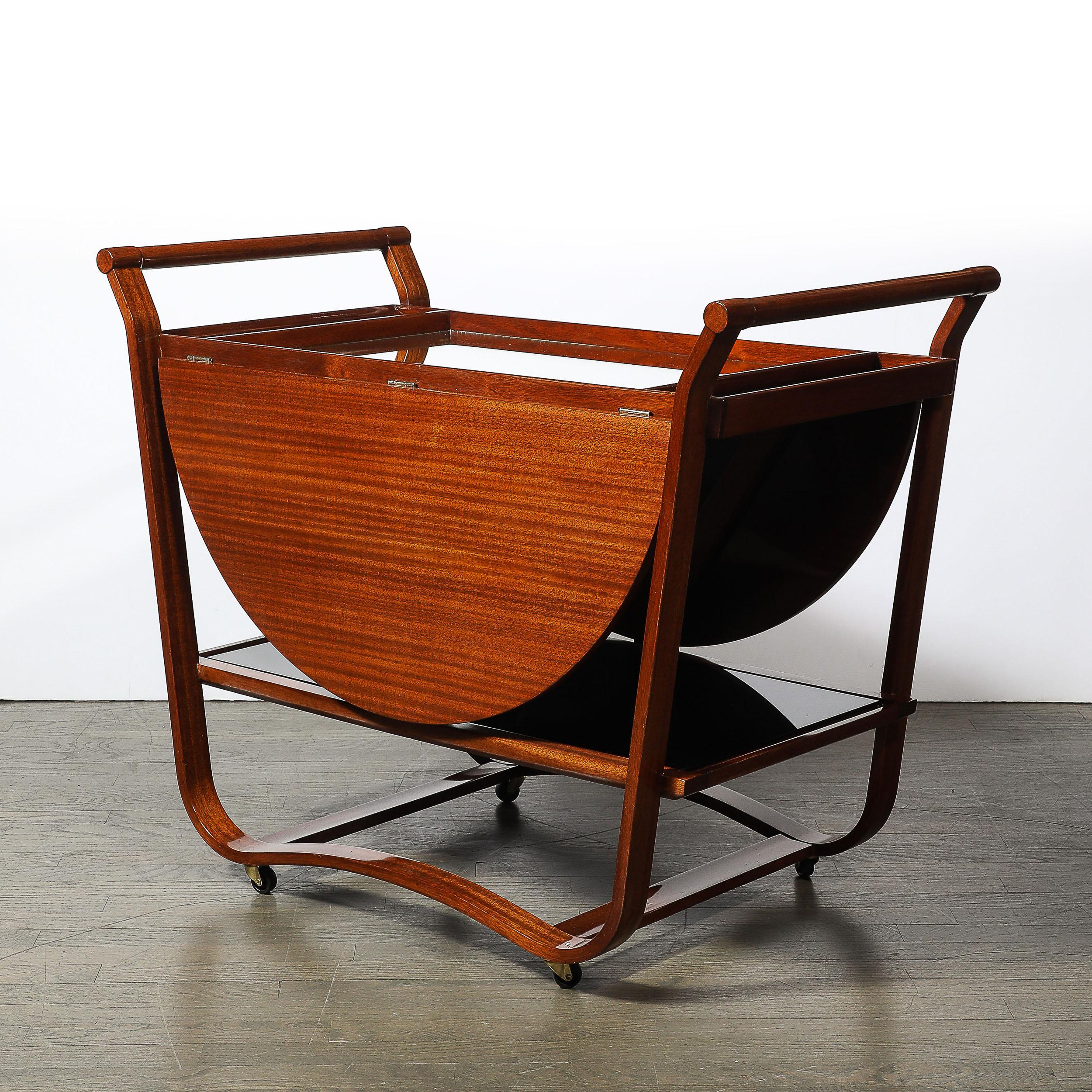 Milieu du XXe siècle Chariot de bar à abattant en noyer frotté à la main du milieu du siècle par Edward Wormley pour Dunbar