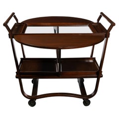 Mid-Century  Hand-Rubbed Walnut Drop Leaf Bar Cart by Edward Wormley for Dunbar