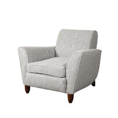 Fauteuils club du milieu du siècle en noyer frotté à la main et en mohair geo par James Mont