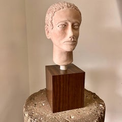 Mid-Century Hand-Sculpted Plaster Head on Formica-Clad Wood Base