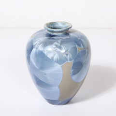 Mid-Century Hand-Thrown Porcelain Crystalline Glaze Ceramic Vase by Sid Oakley