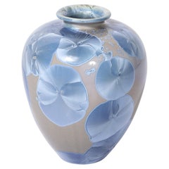 Mid-Century Hand-Thrown Porcelain Crystalline Glaze Ceramic Vase by Sid Oakley