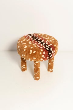 Mid Century Hand Tufting Bambi Roe Deer Wool Stool, Europe, 1960s