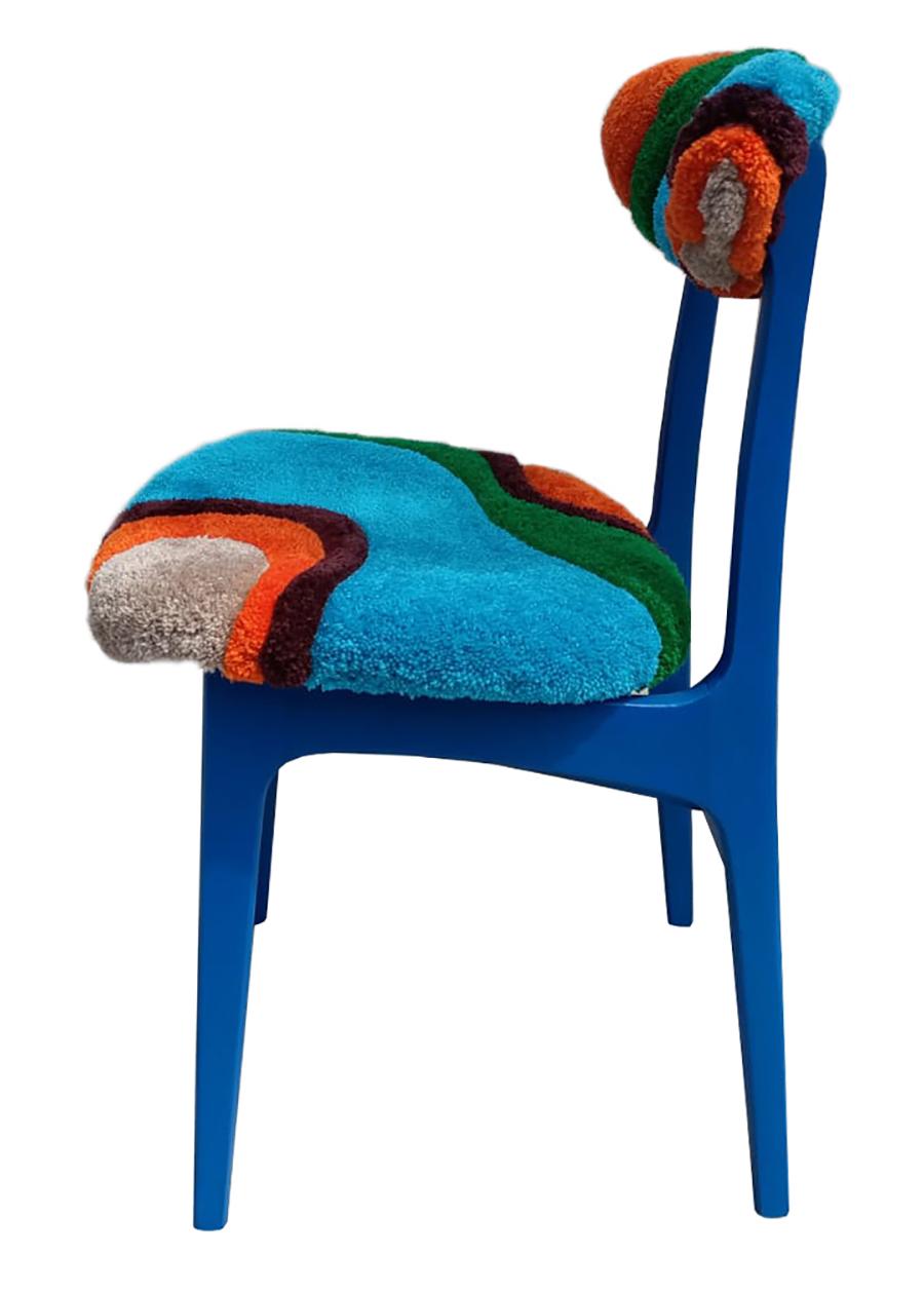 Mid-Century Modern Mid Century Hand Tufting Chair, Dark Wood, Rajmund Halas, Poland, 1960s For Sale