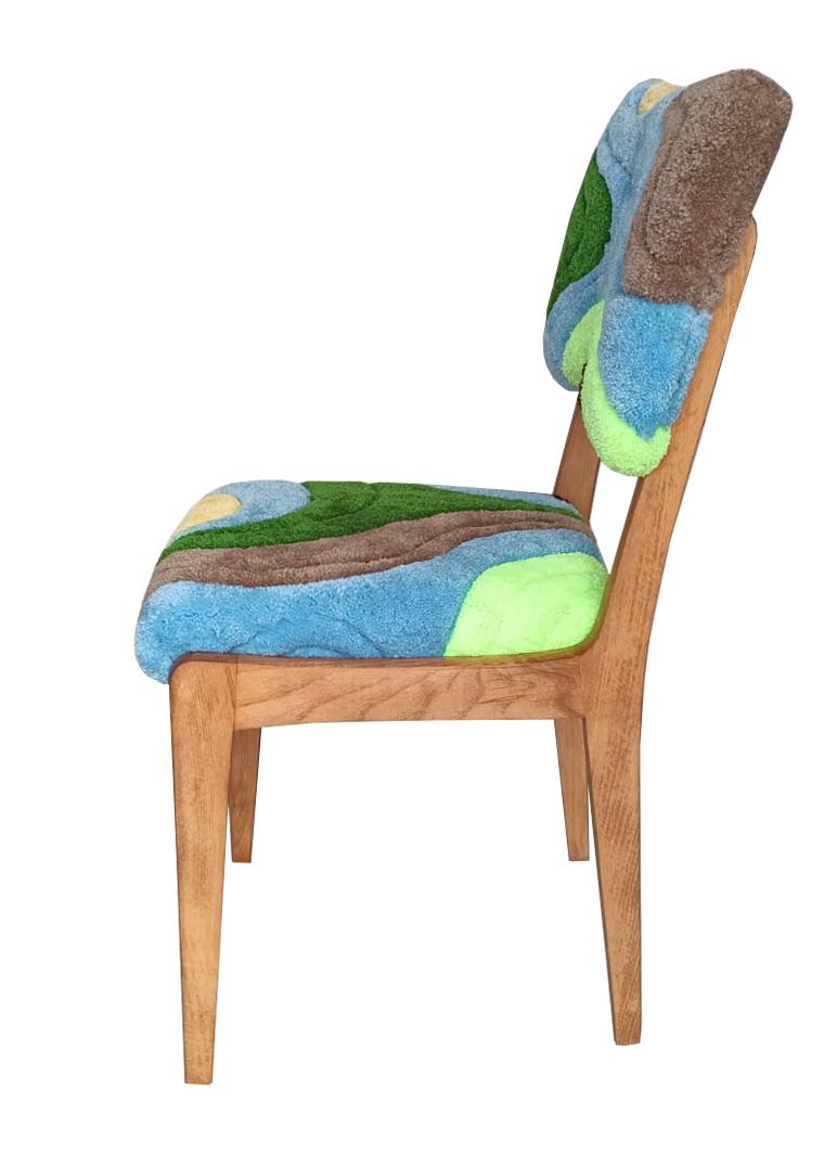 Mid-Century Modern Mid Century Hand Tufting Chair, Light Wood, Rajmund Halas, Poland, 1960s For Sale