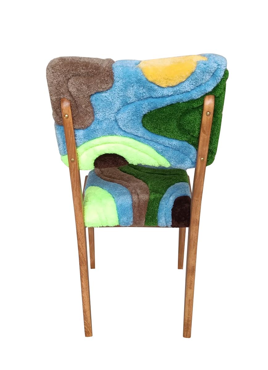 Polish Mid Century Hand Tufting Chair, Light Wood, Rajmund Halas, Poland, 1960s For Sale
