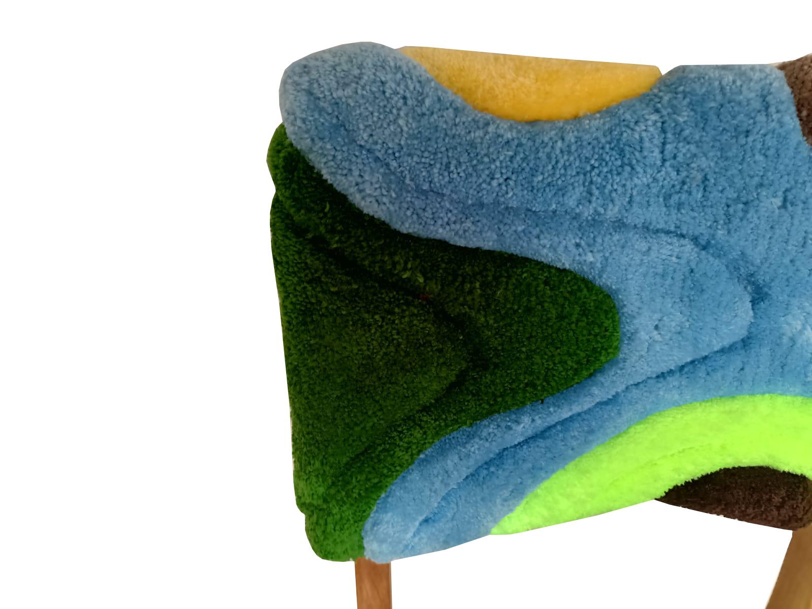 20th Century Mid Century Hand Tufting Chair, Light Wood, Rajmund Halas, Poland, 1960s For Sale