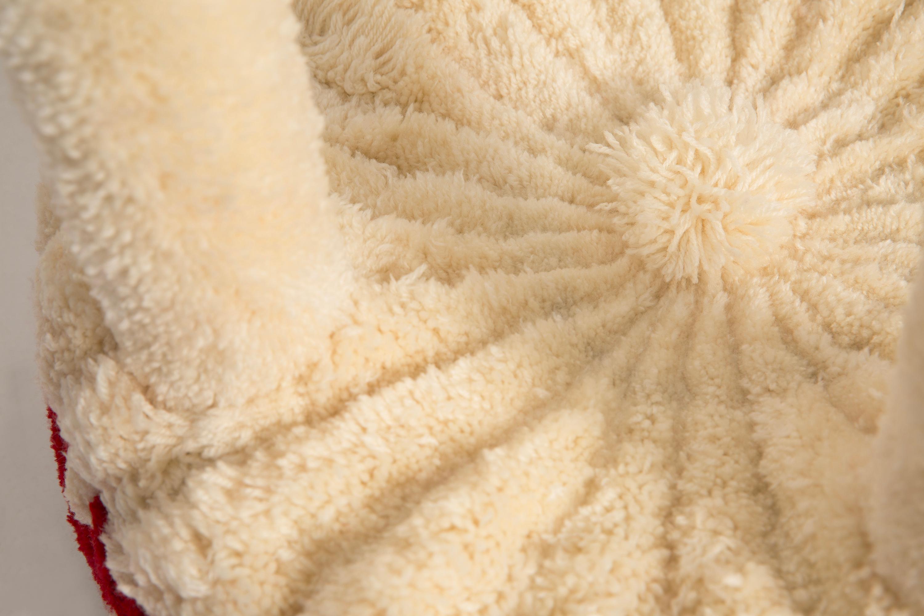 Mid Century Hand Tufting Mushroom Wool Stool, Europe, 1960s For Sale 2
